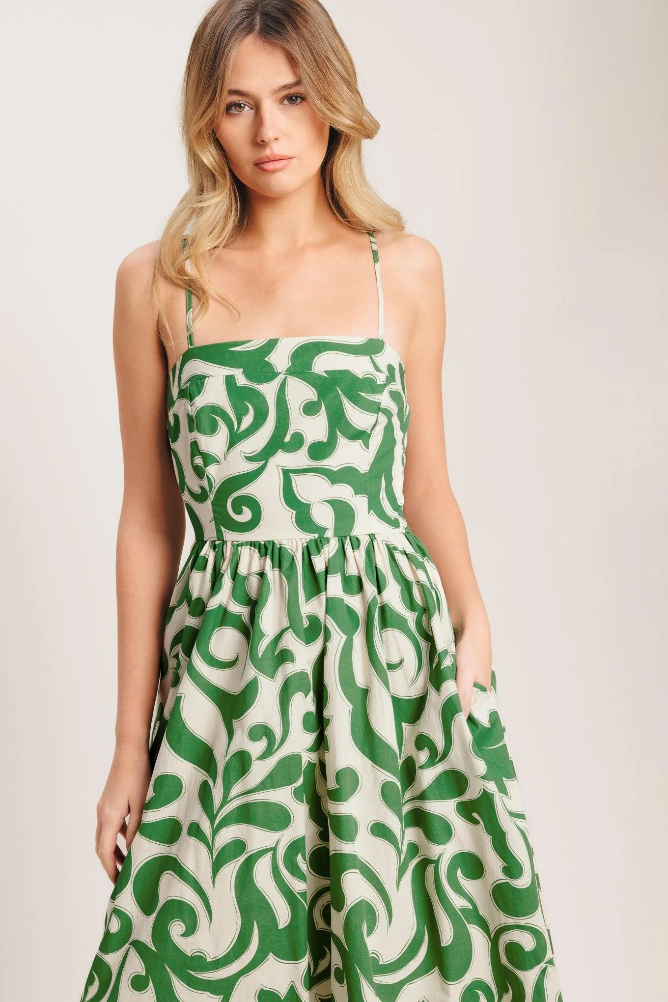 Art Nouveau Floral Woven Midi Dress - Image 7