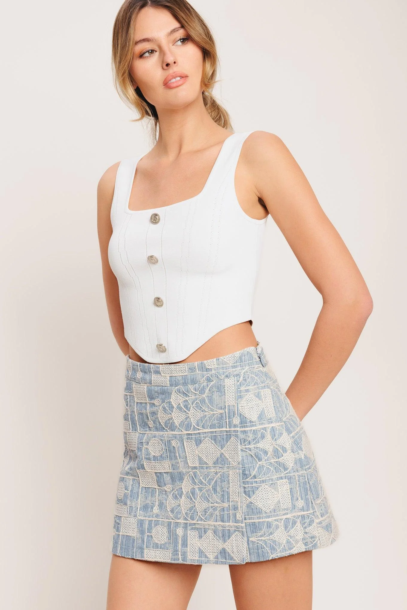 Artisan Grid Woven Skort - Image 4