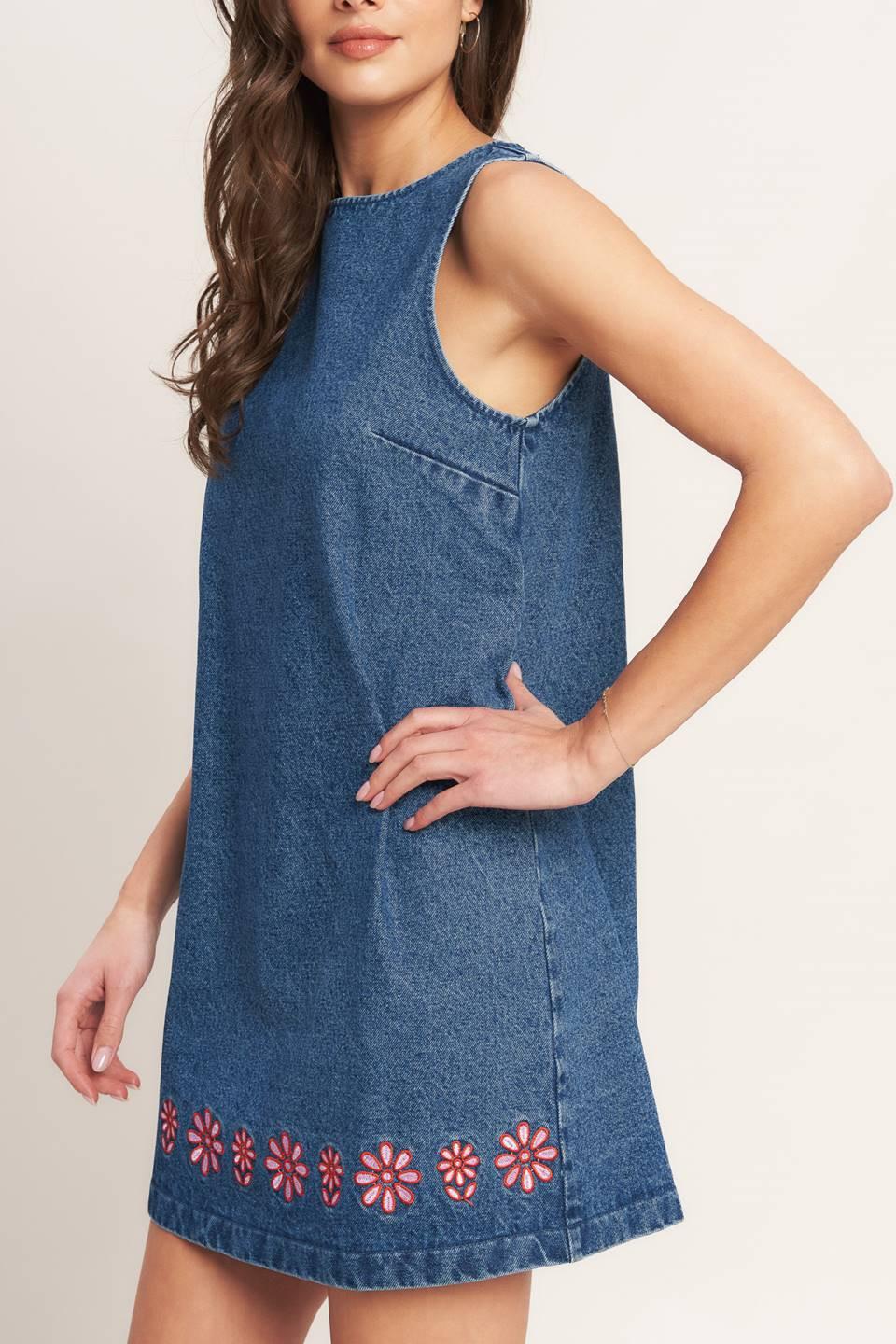 Artisan-inspired Denim Mini Shift Dress - Image 4