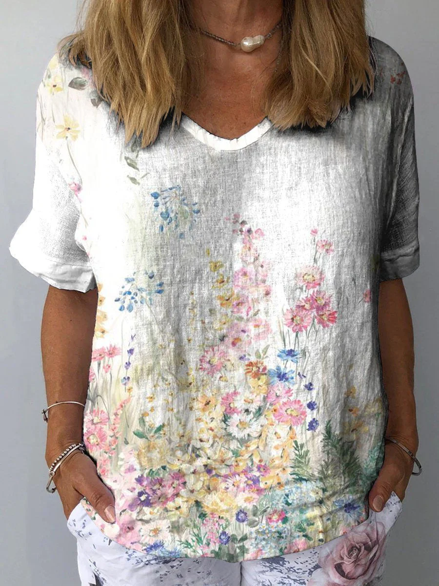 Artistic Retro Digital Print Pullover Top – Women’s Chinese Style - Image 7
