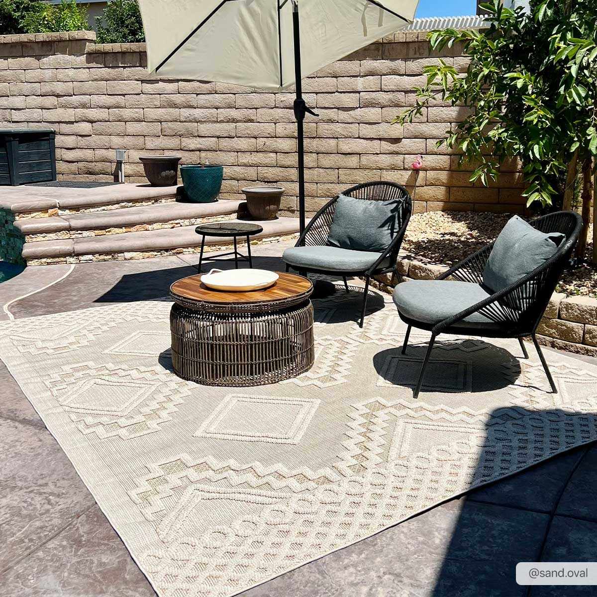 Arwid Bone Outdoor Area Rug - Clearance - Image 2