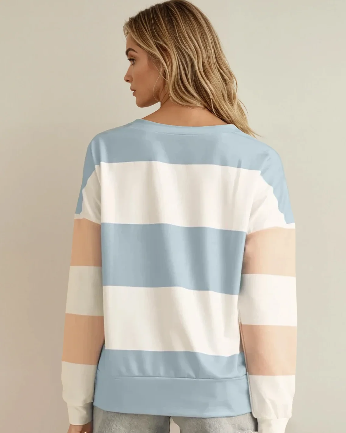 Ashlyn Lightweight Colorblock Sweatshirt - Blue - Image 4