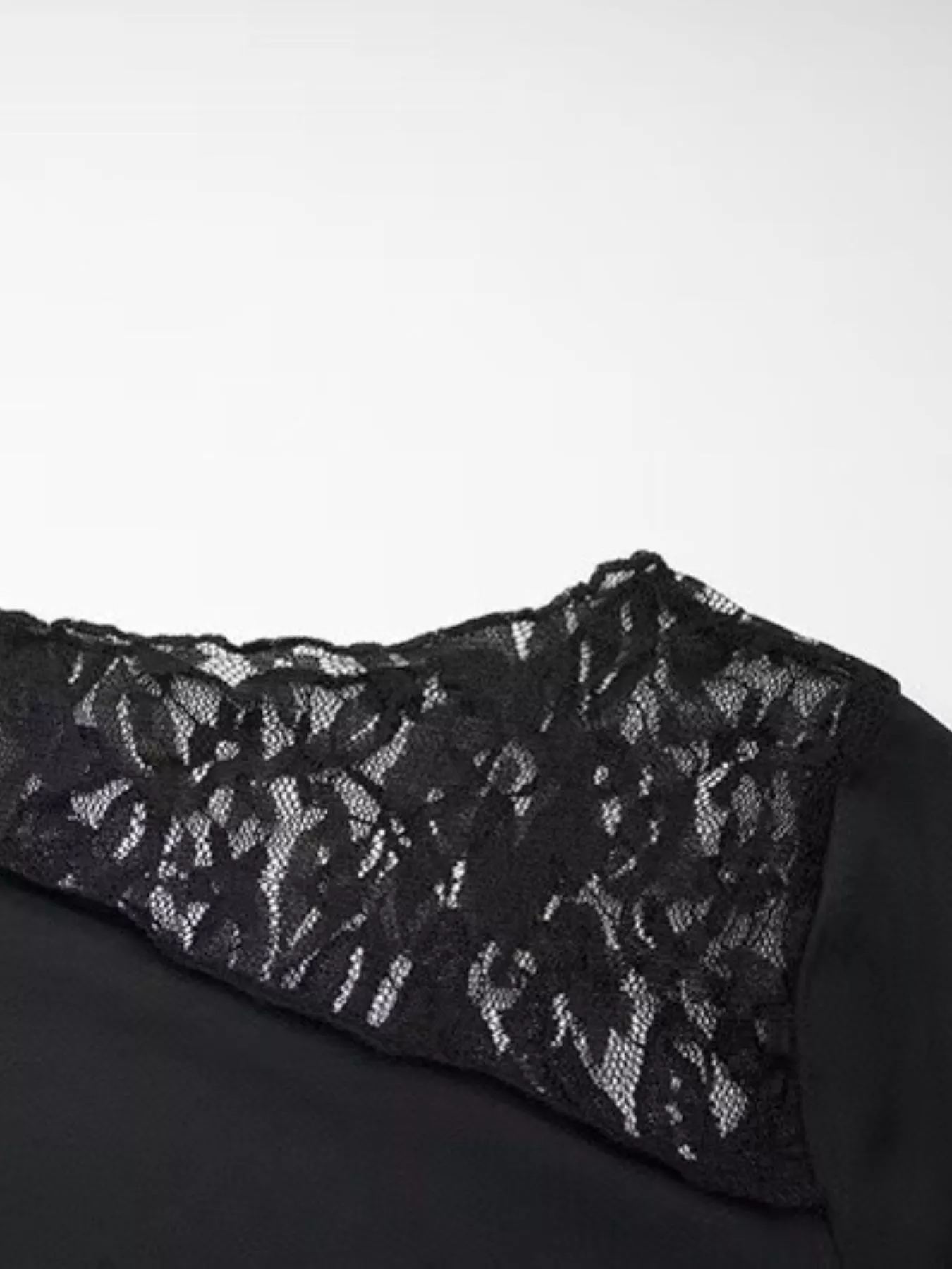 Asymmetrical Lace Trim Long Sleeve T-Shirt - Image 3