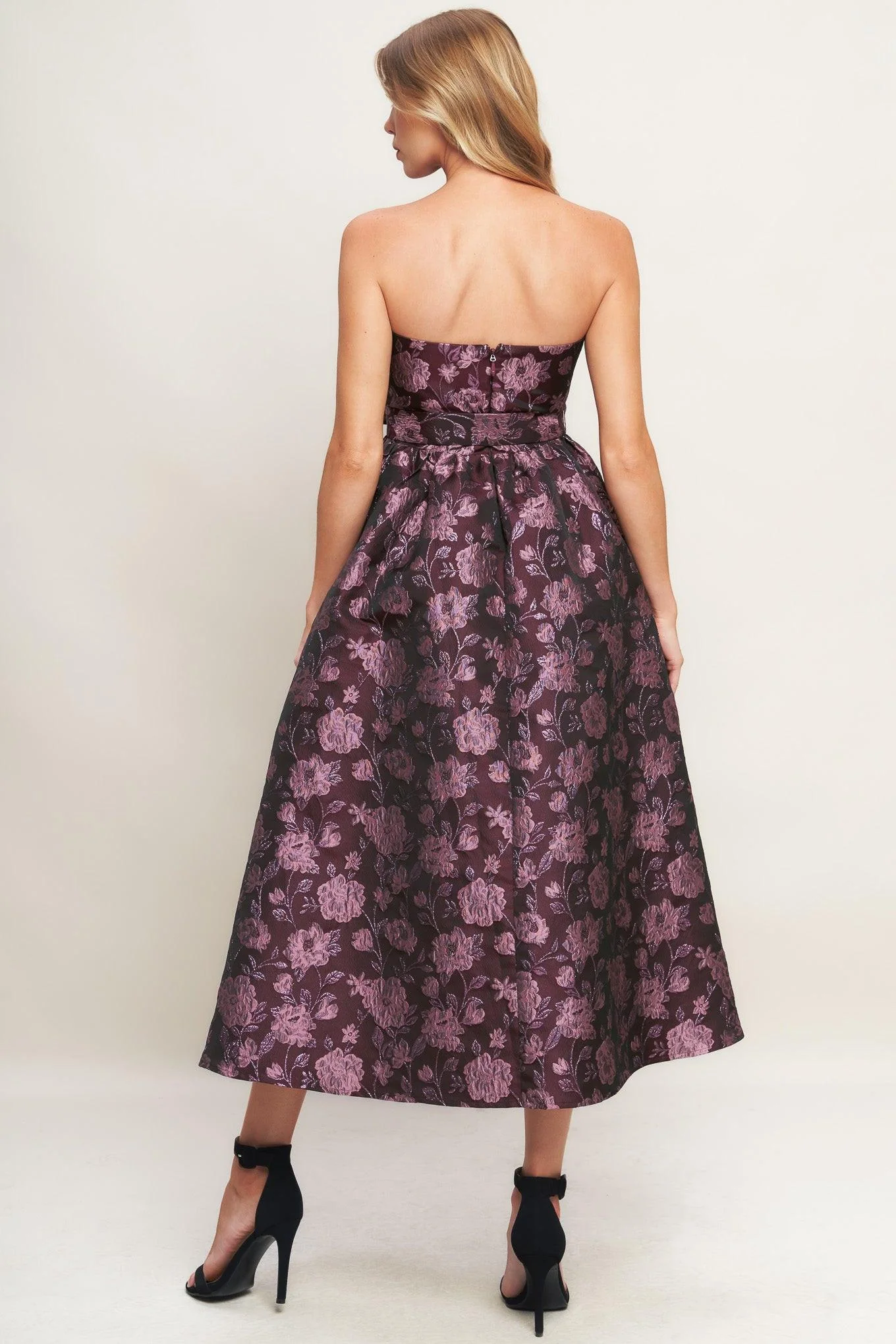 Aubergine Chic Jacquard Woven Midi Dress - Image 3