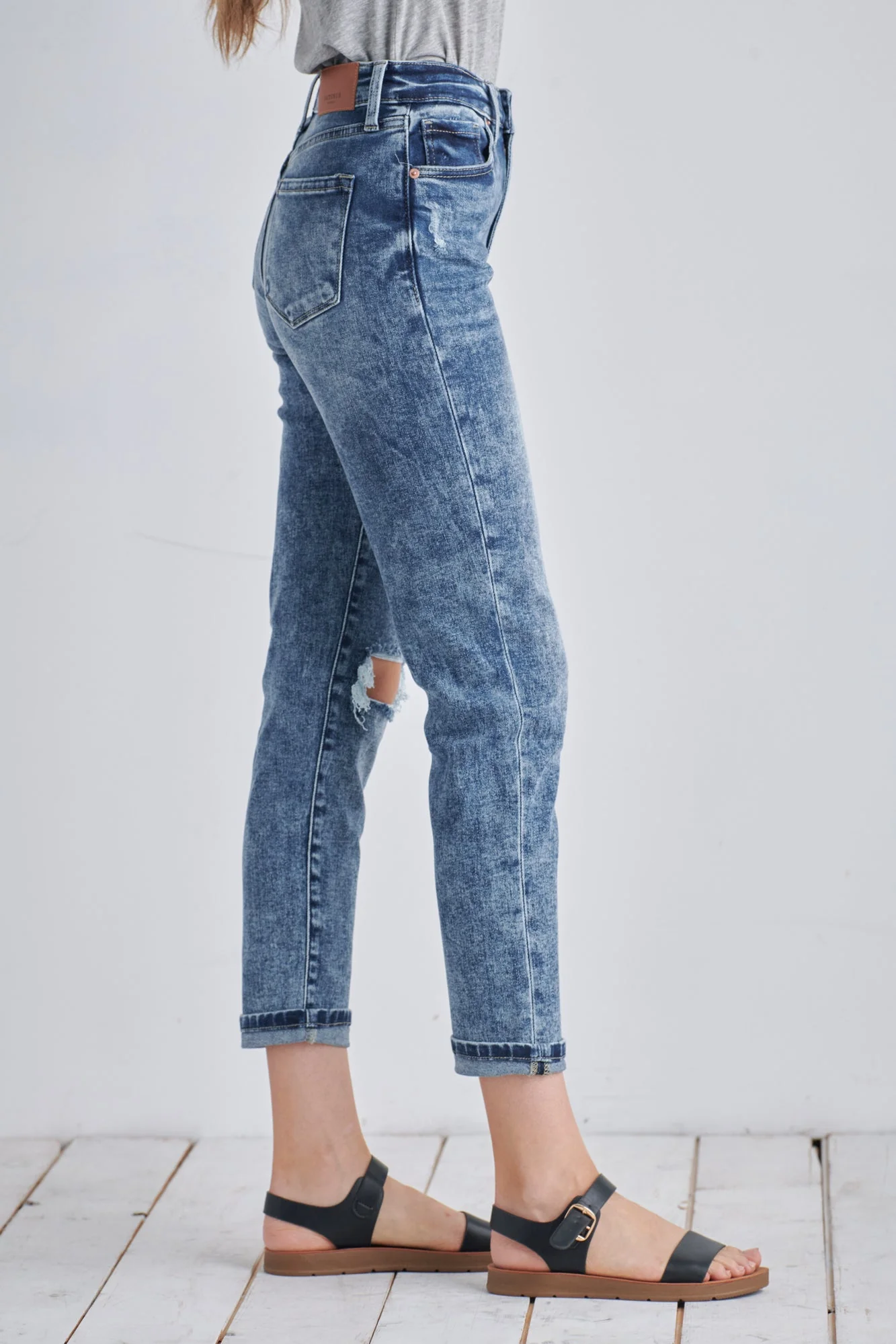 Aubree High Rise Stretch Distressed Mom Jeans - Image 4
