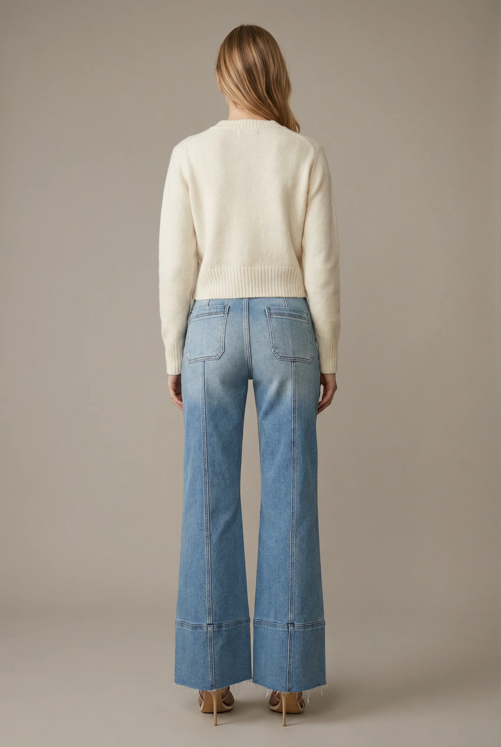 Aurora Tummy Control Eco Friendly Fabric Slim Palazzo Jeans (Medium Wash) - Image 3