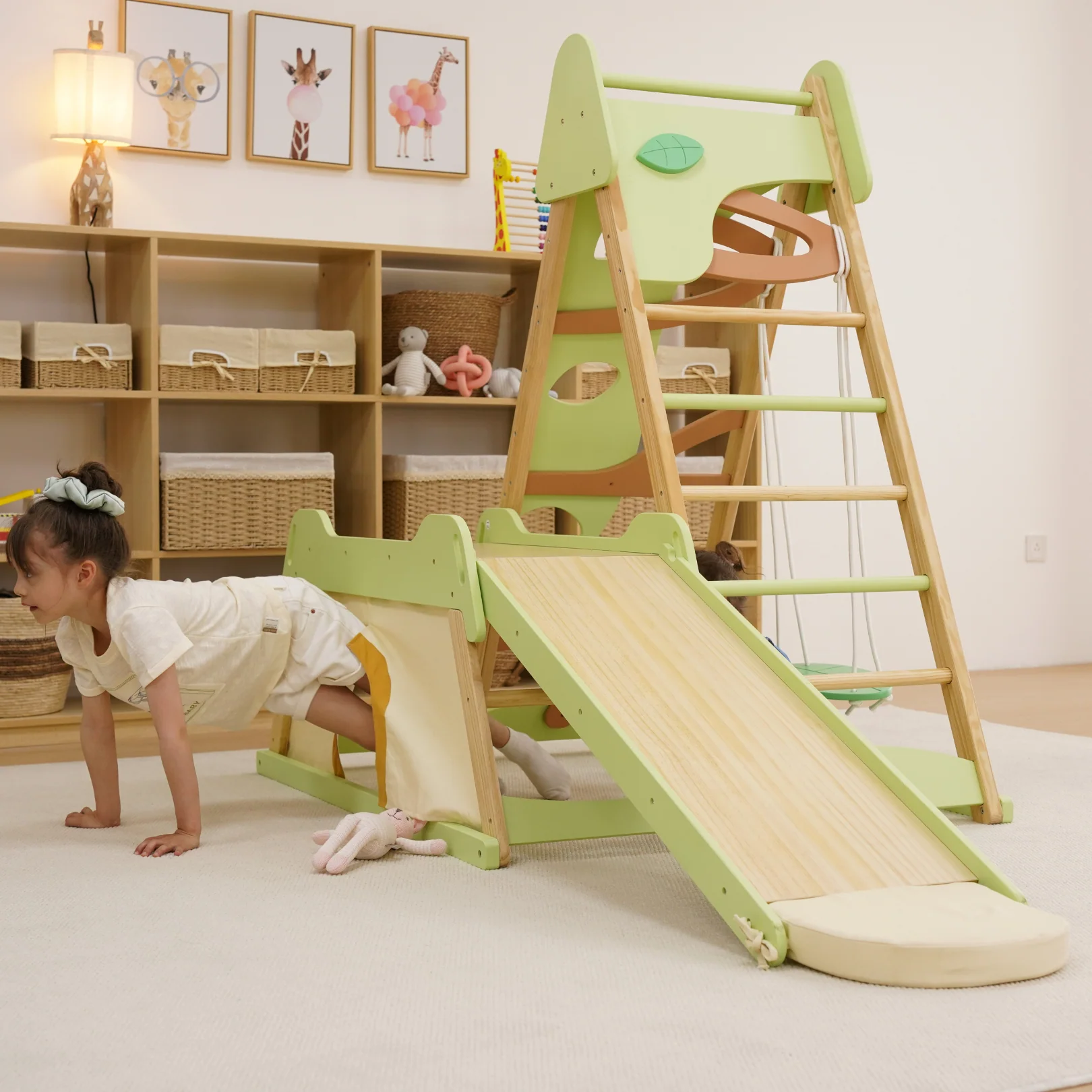 Avenlur Bush 6-in-1 Indoor Wooden Jungle Gym Climber – Montessori Toddler Playset with Slide, Rock Wall, Ladder & More - Image 3
