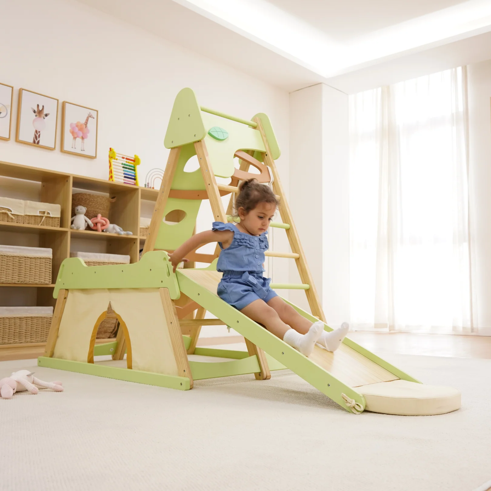 Avenlur Bush 6-in-1 Indoor Wooden Jungle Gym Climber – Montessori Toddler Playset with Slide, Rock Wall, Ladder & More - Image 4