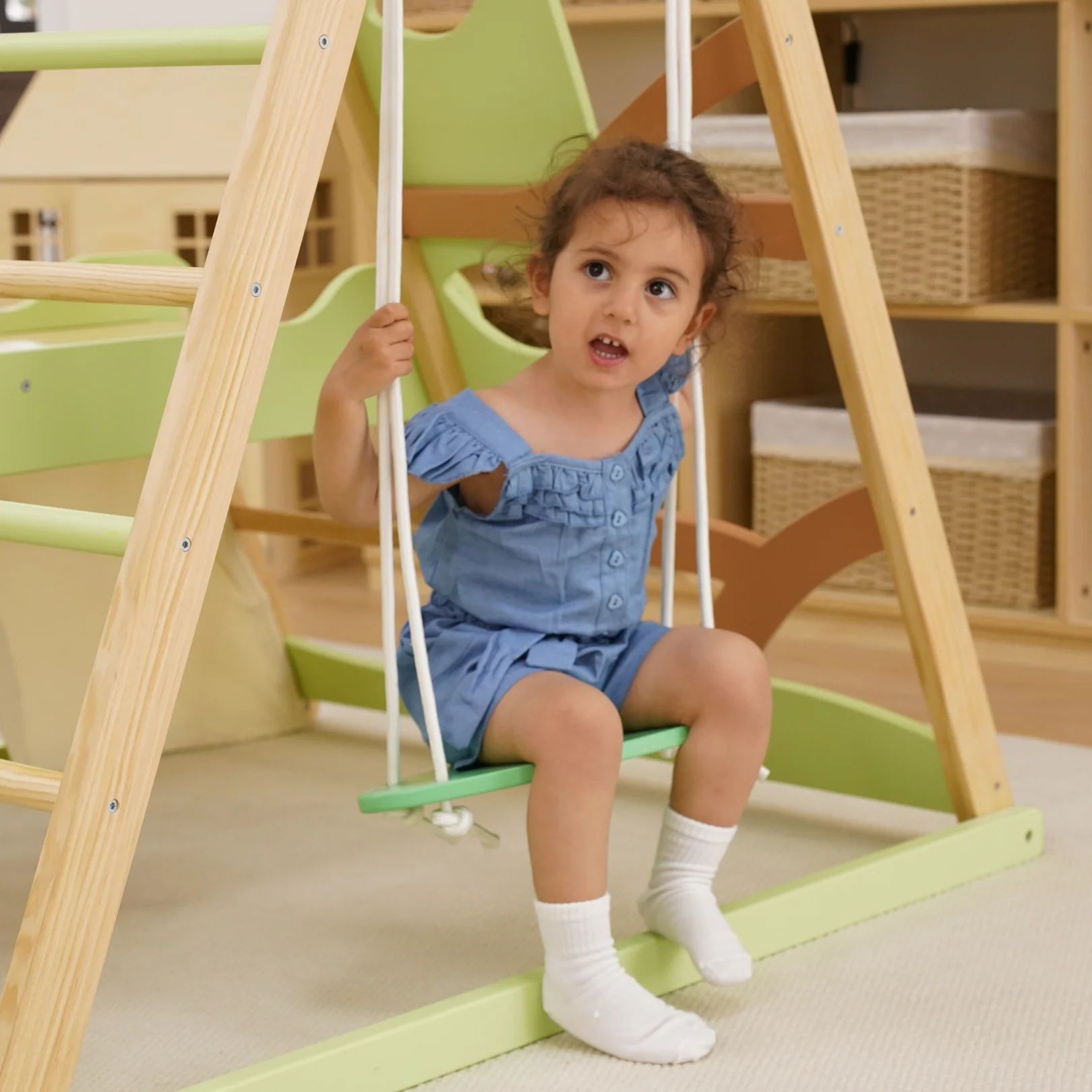 Avenlur Bush 6-in-1 Indoor Wooden Jungle Gym Climber – Montessori Toddler Playset with Slide, Rock Wall, Ladder & More - Image 5