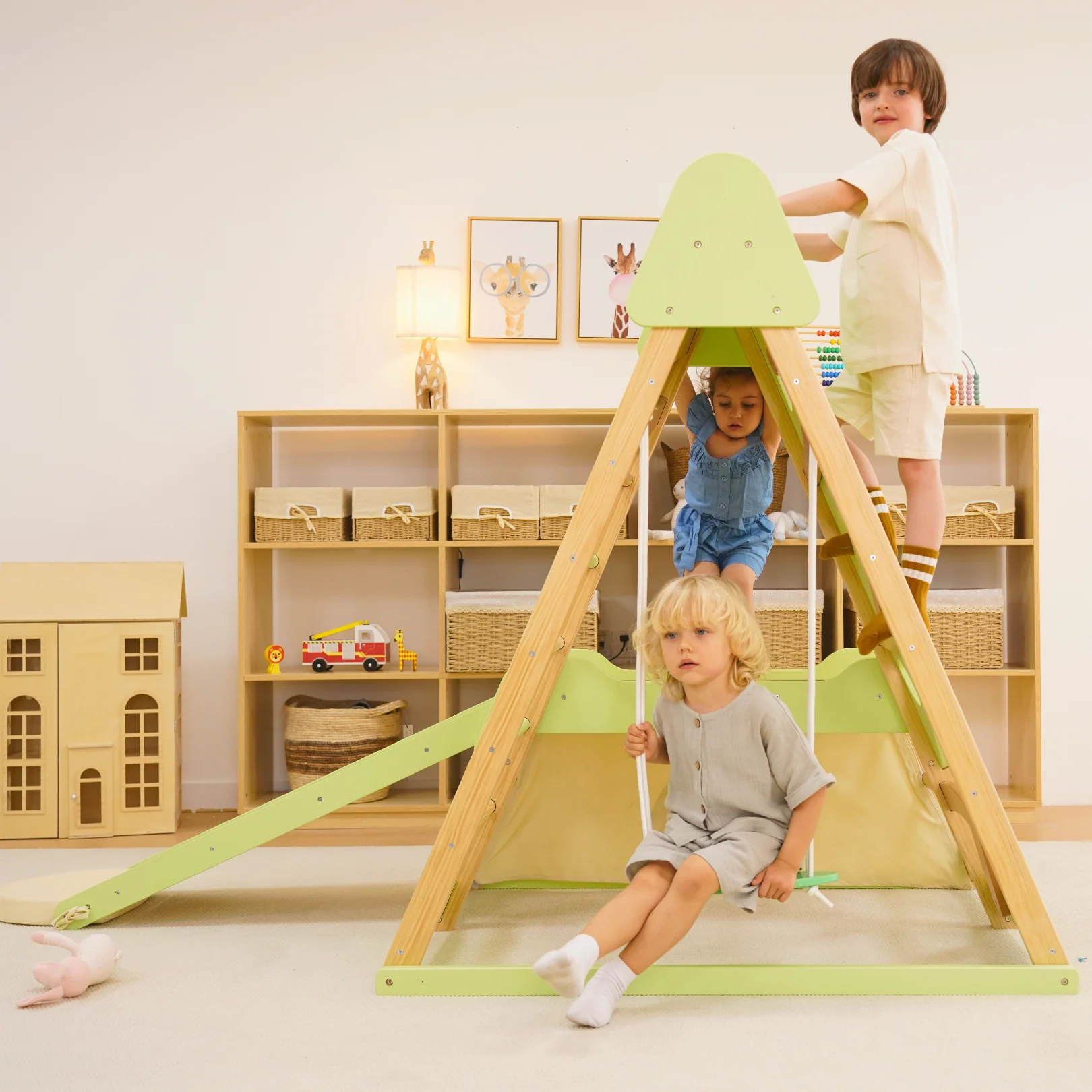 Avenlur Bush 6-in-1 Indoor Wooden Jungle Gym Climber – Montessori Toddler Playset with Slide, Rock Wall, Ladder & More - Image 8