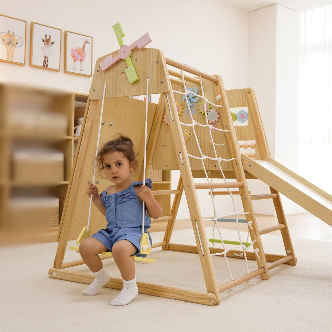 Avenlur Cherry 5-in-1 Wooden Indoor Climber – Montessori Play Gym for Toddlers & Kids - Image 5
