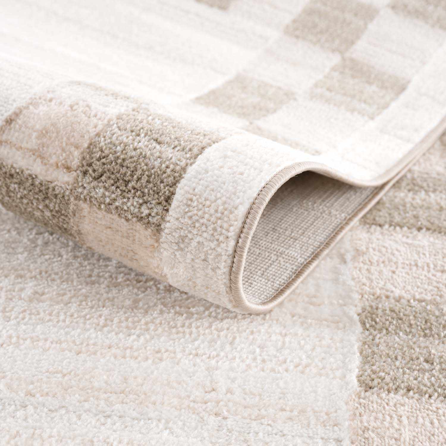 Azrika Beige Checkered Washable Rug - Image 12