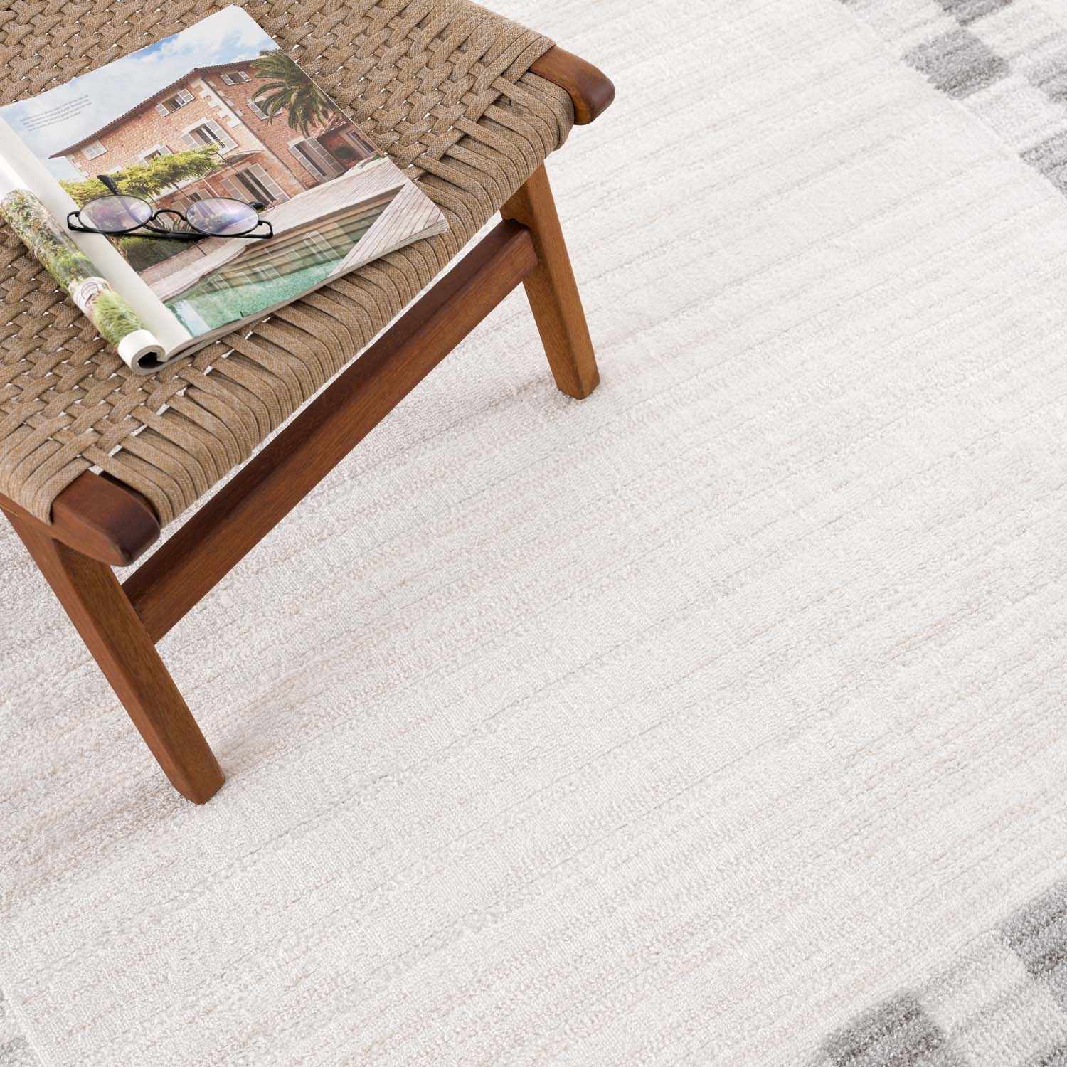 Azrika Gray Checkered Washable Rug - Image 11