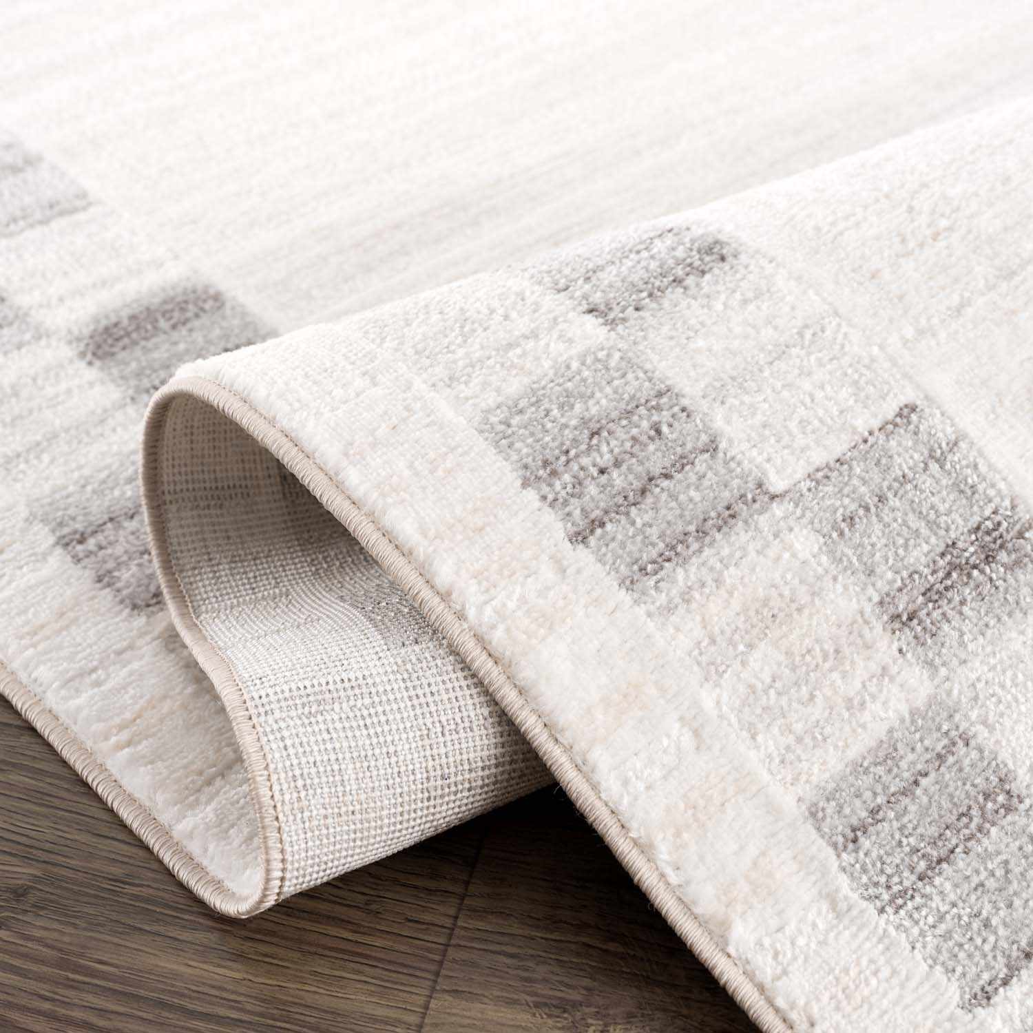 Azrika Gray Checkered Washable Rug - Image 7