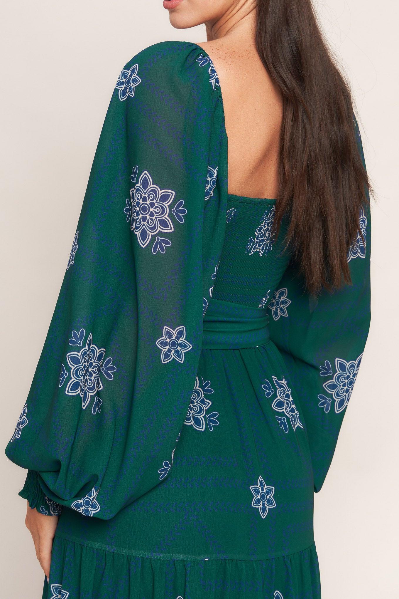 Azure Botanique Woven Maxi Dress - Image 5