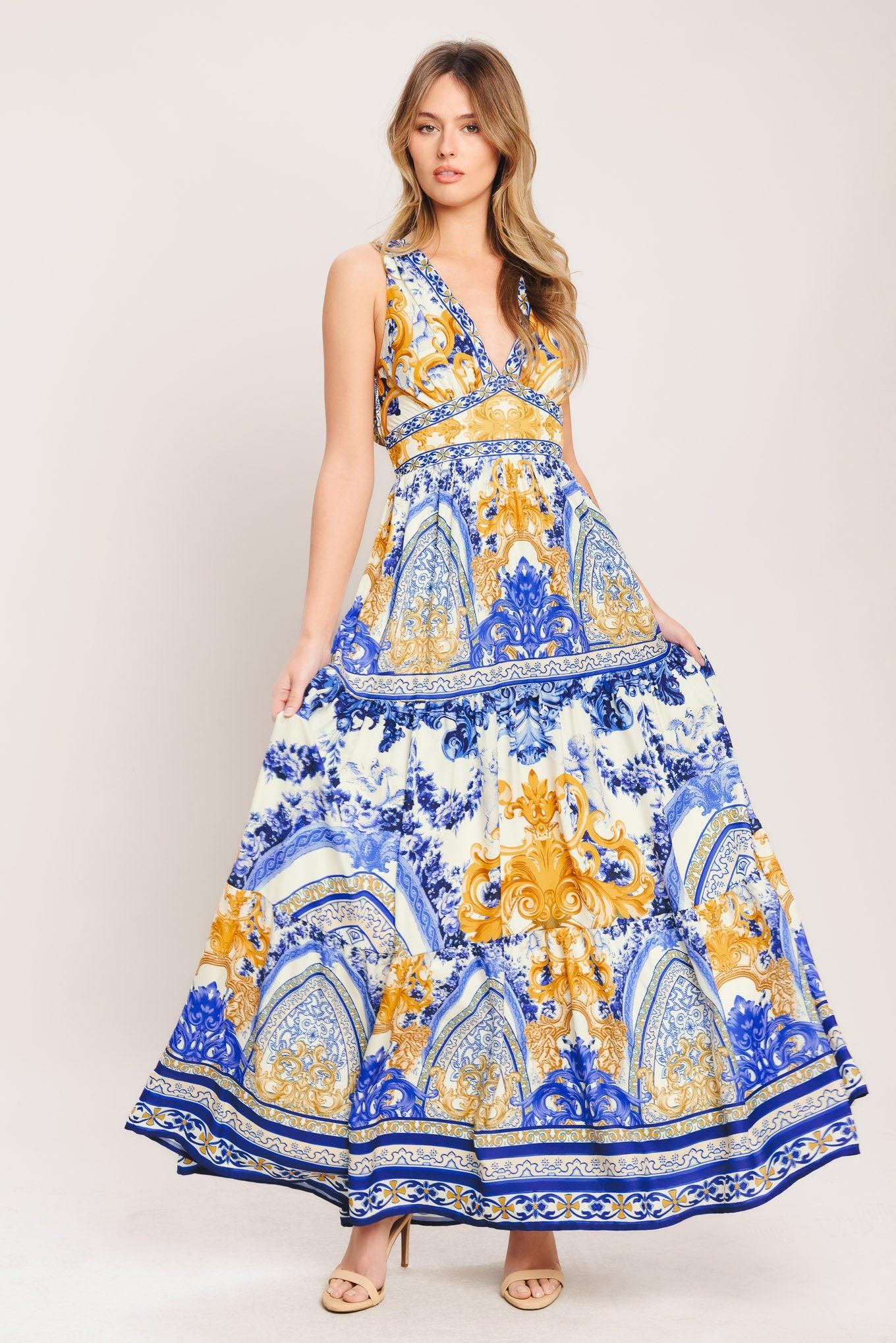 Azure Palazzo Woven Maxi Dress - Image 6