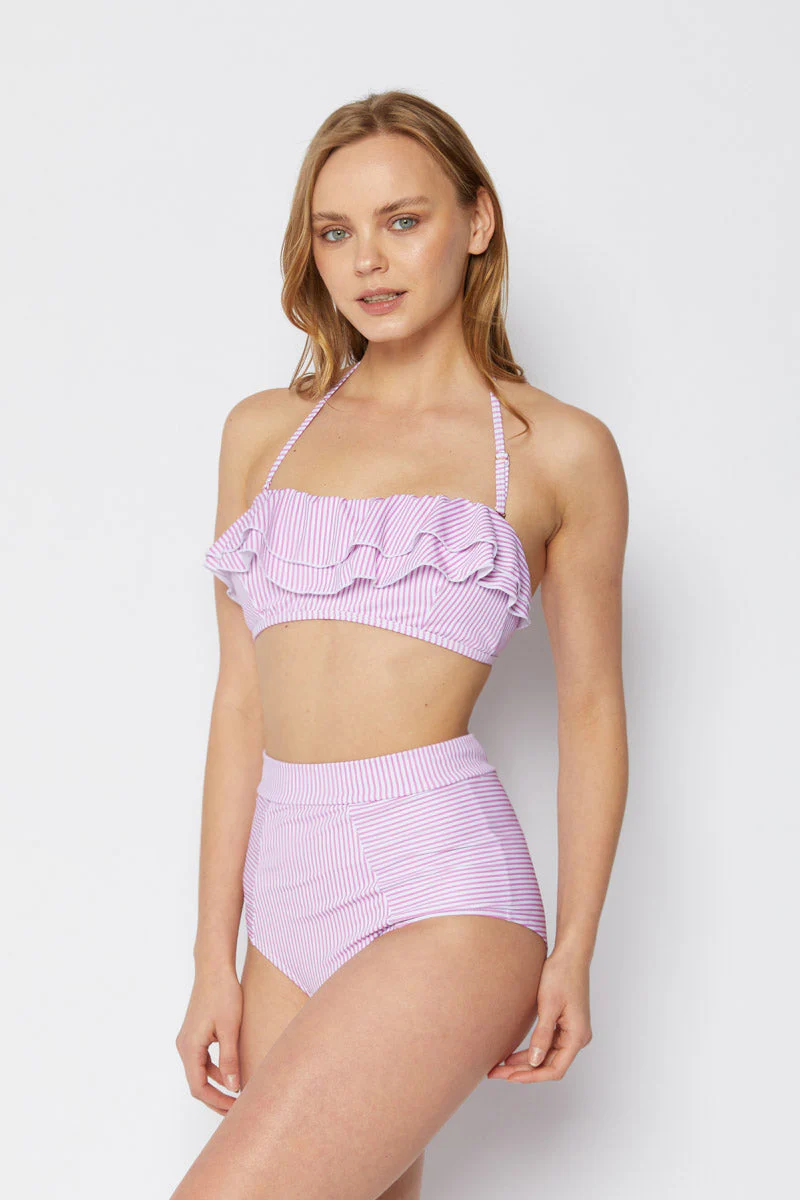 Marina West B2103 Bikini Set (Thin Stripe Pink) - Image 2