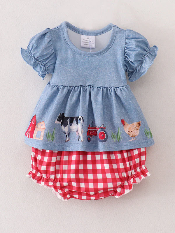 Baby Girls Farm Short Set - Image 2