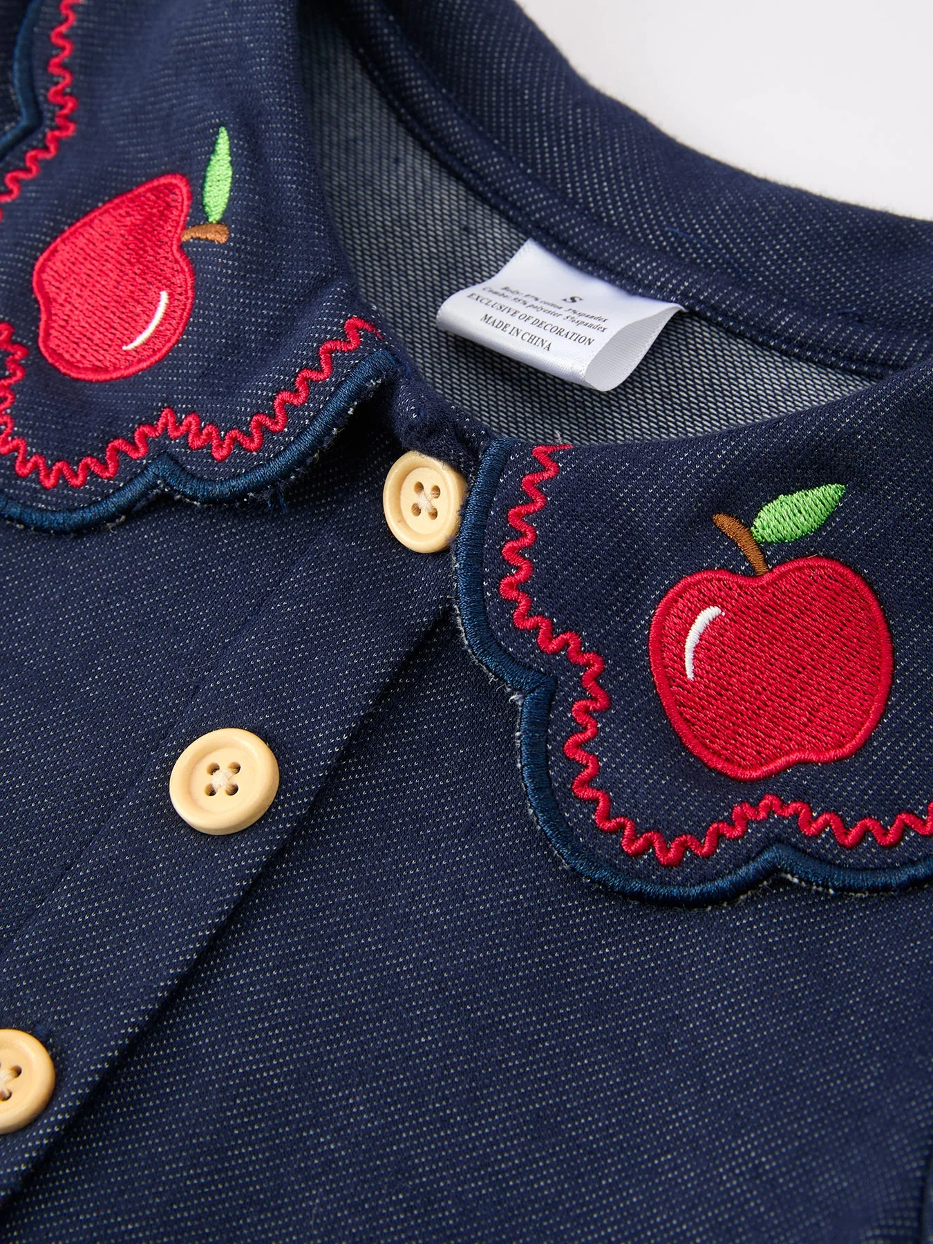 Back to School Apple Applique Girls Dress Petals Collar - Image 3
