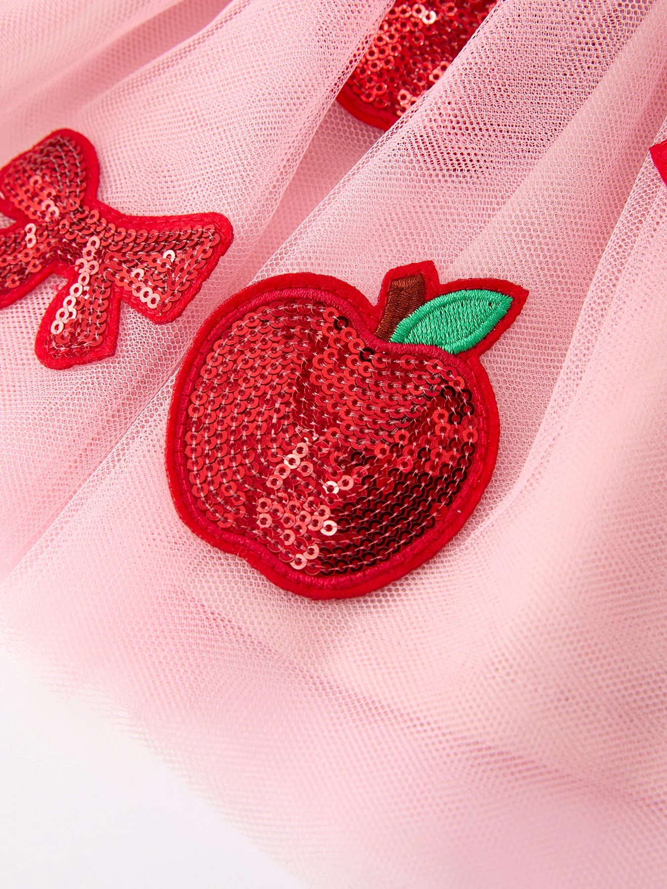 Back To School Apple Bow Girls Skirt Tulle Sequin Applique - Image 4