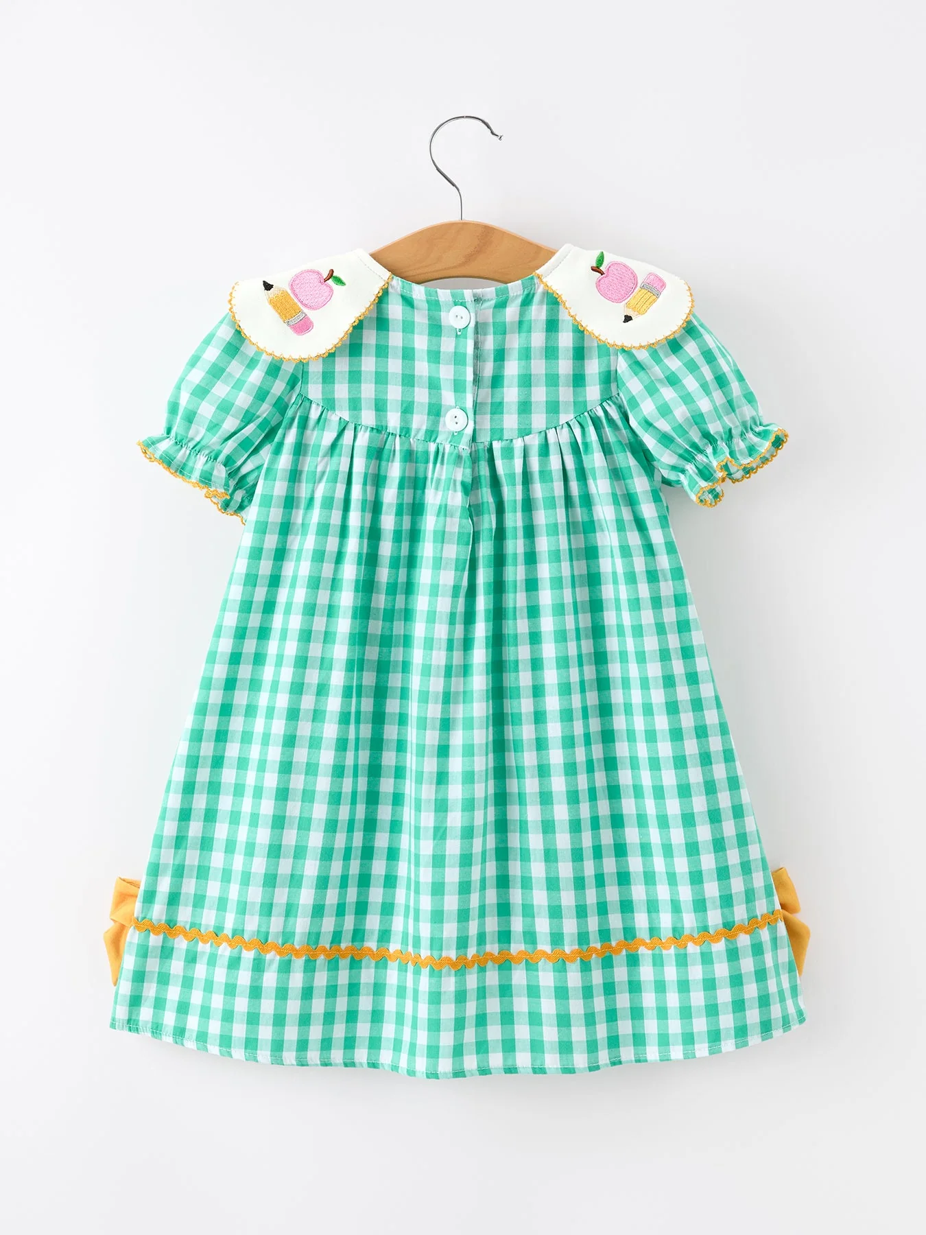 Back to School Apple Pencil Applique Girls Dress Petals Collar - Image 2