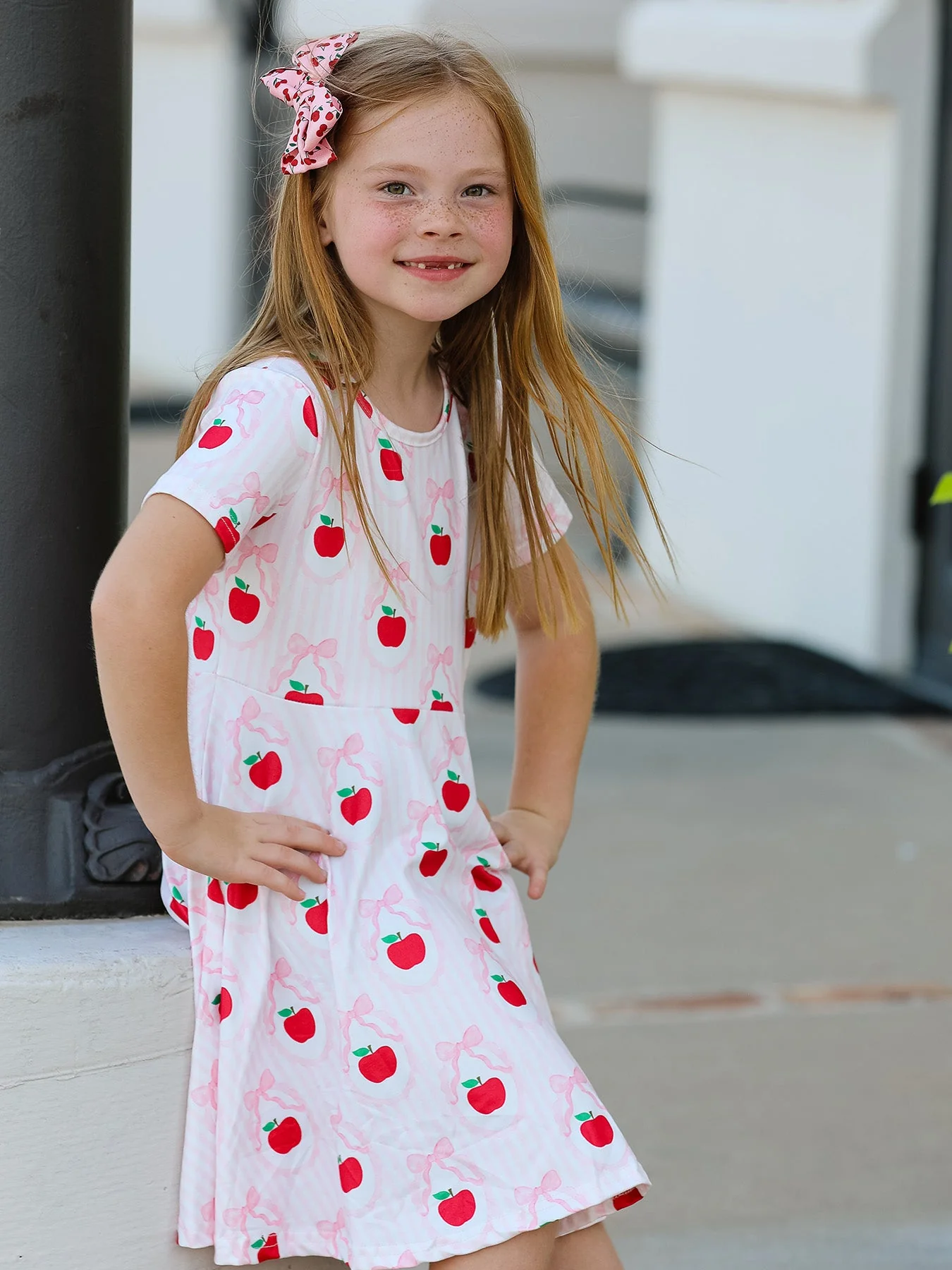 Back to School Apple Striped Sweet Girl Dress - Image 2