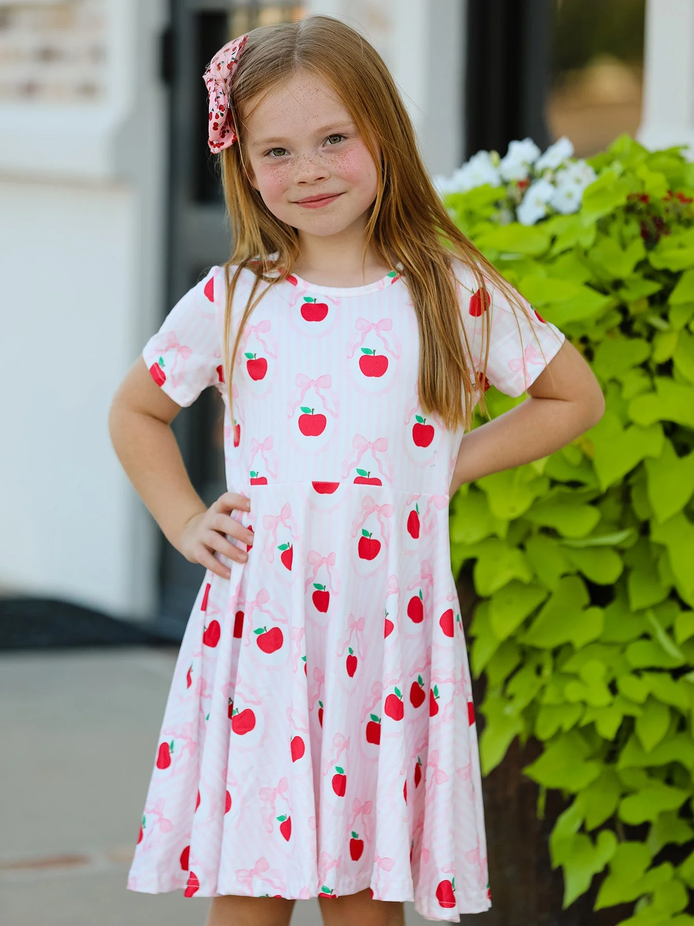 Back to School Apple Striped Sweet Girl Dress - Image 3