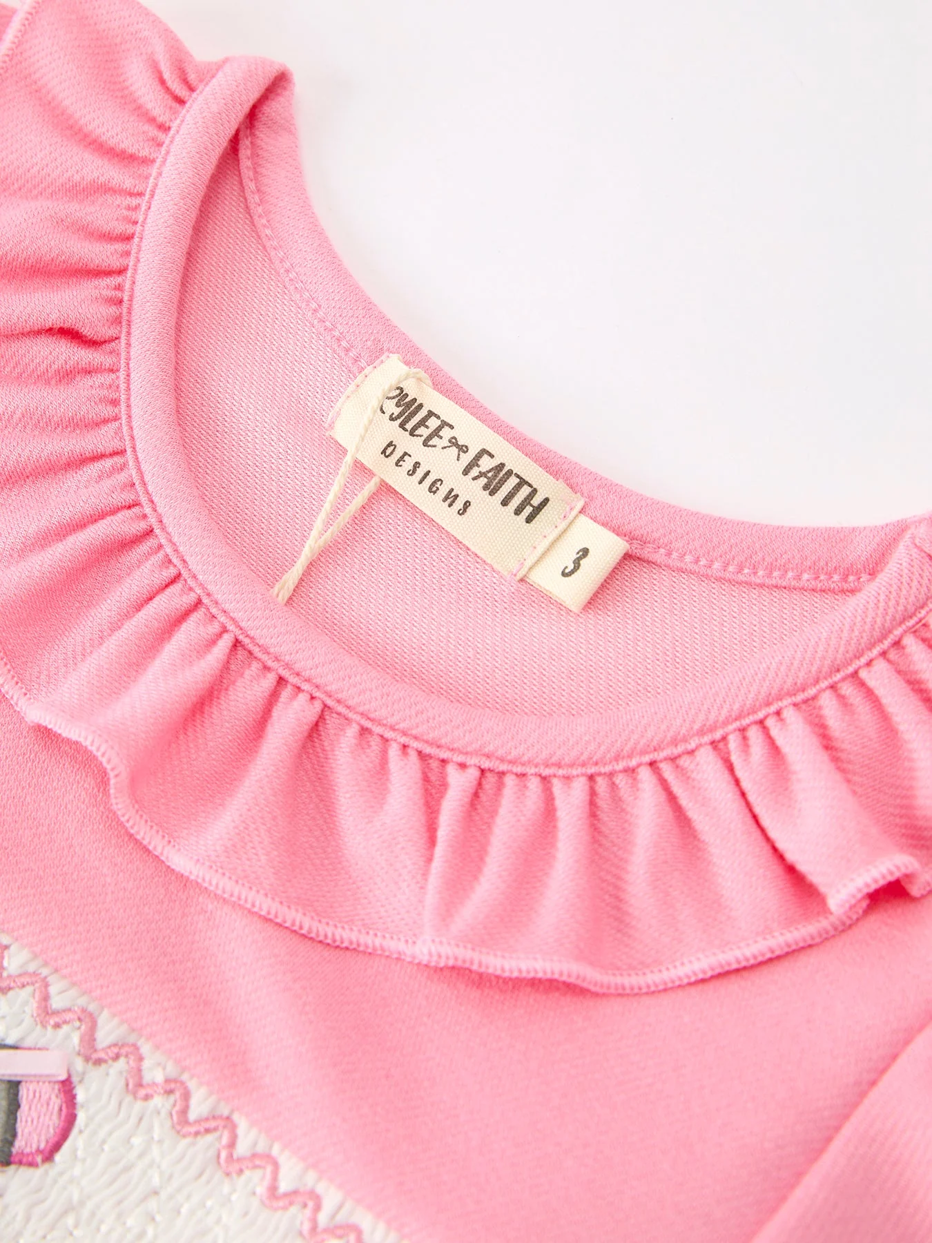 Back To School Embroidery Girls Dress Bow Ruffle Puff Sleeve - Image 3