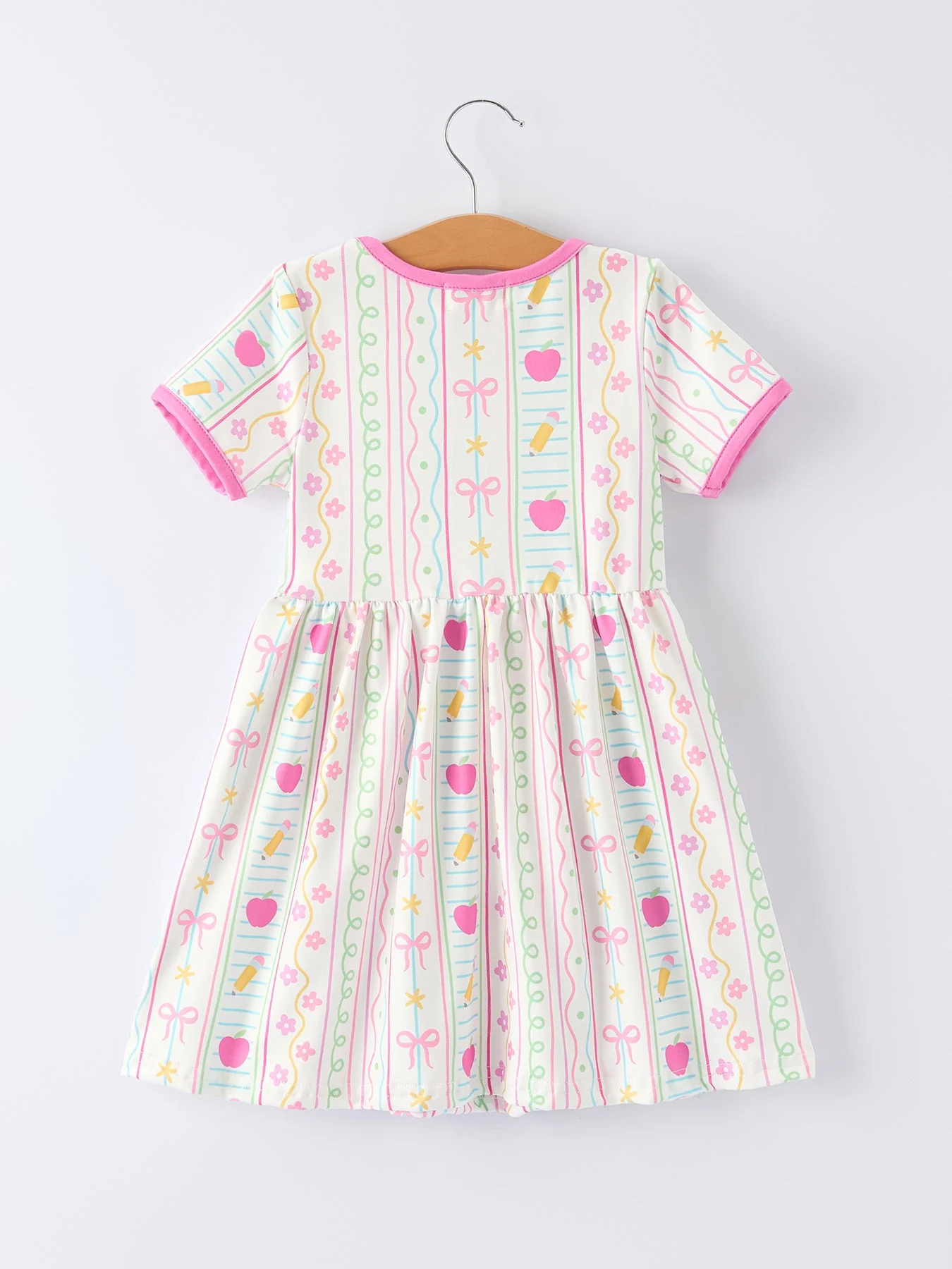 Back to School Girl Short Sleeve Dress Pocket Detail - Image 2