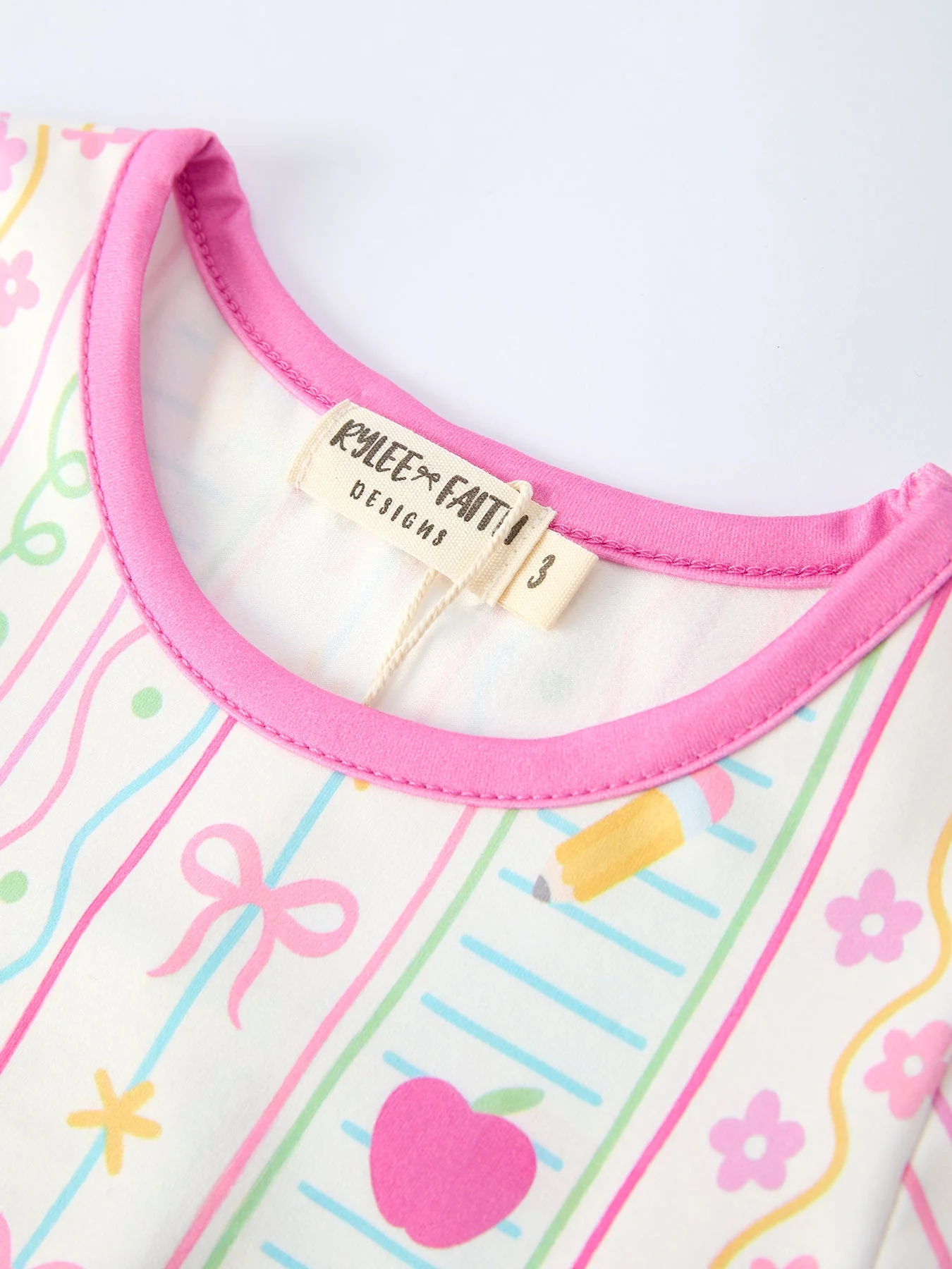 Back to School Girl Short Sleeve Dress Pocket Detail - Image 3