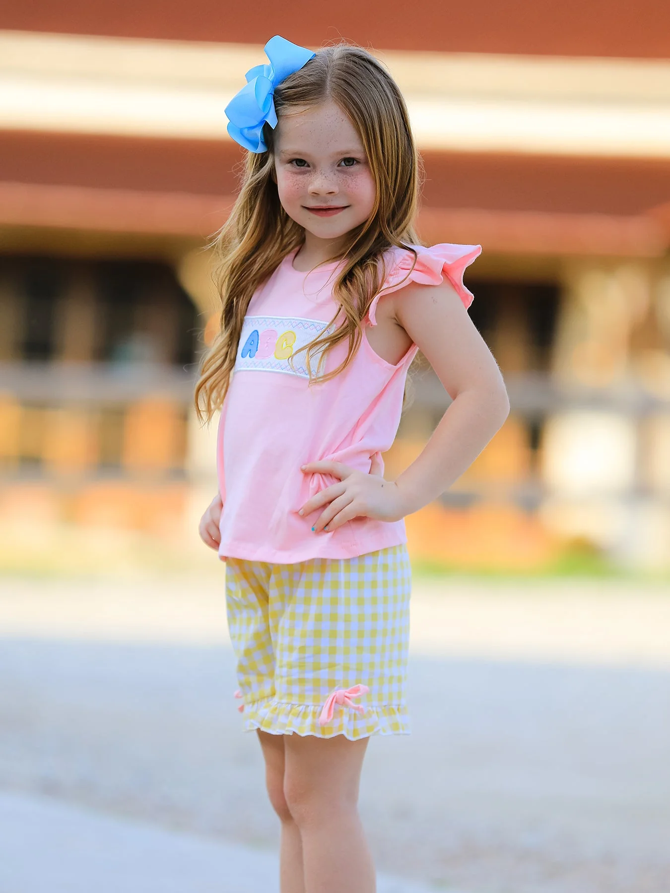Back To School Girls "ABC" Embroidered Ruffle Set - Image 3