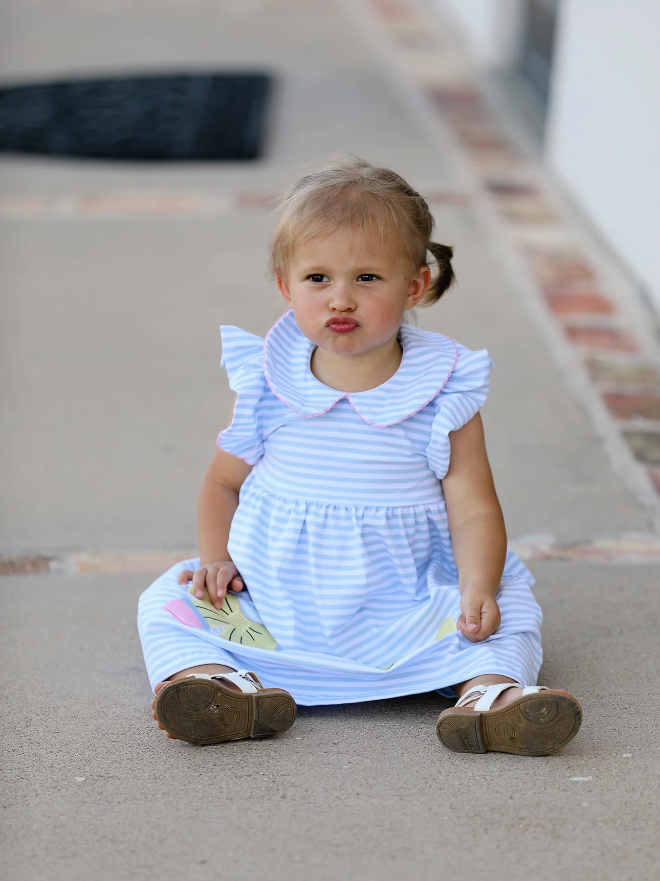 Back To School Girls Stripe Pencil Applique Bow Dress - Image 5