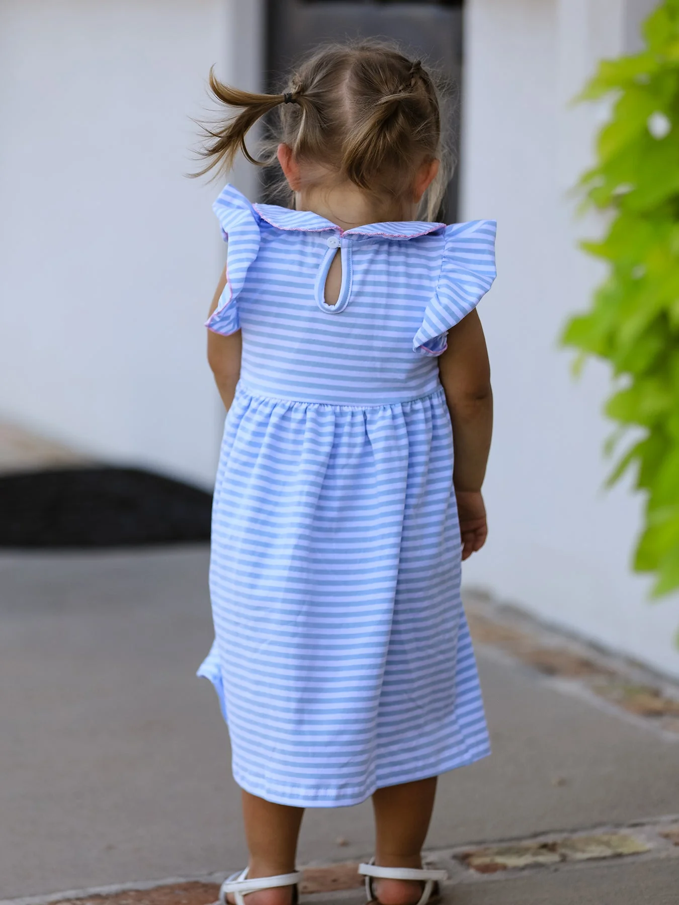Back To School Girls Stripe Pencil Applique Bow Dress - Image 6
