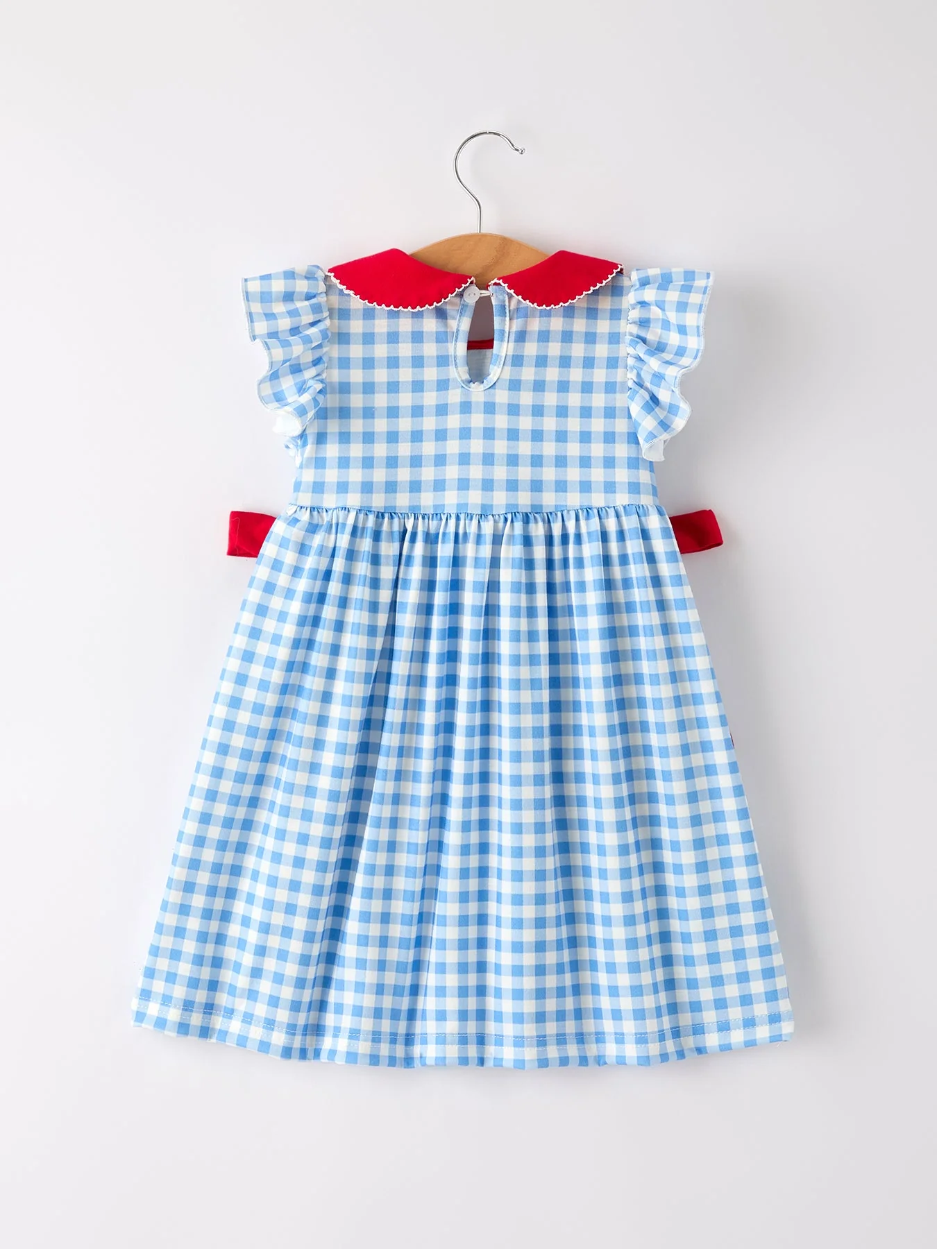 Back To School Girls Striped lapels Apple Bow Dress - Image 7