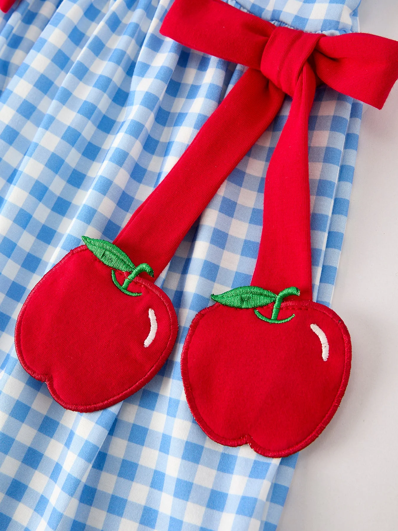 Back To School Girls Striped lapels Apple Bow Dress - Image 9