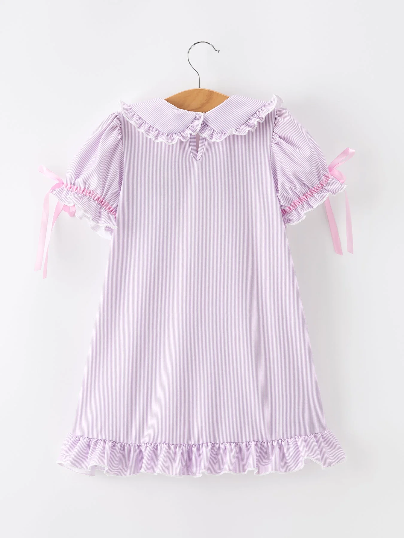 Back To School Pencil Applique Girls Purple Dress Petals Collar Ruffle - Image 2