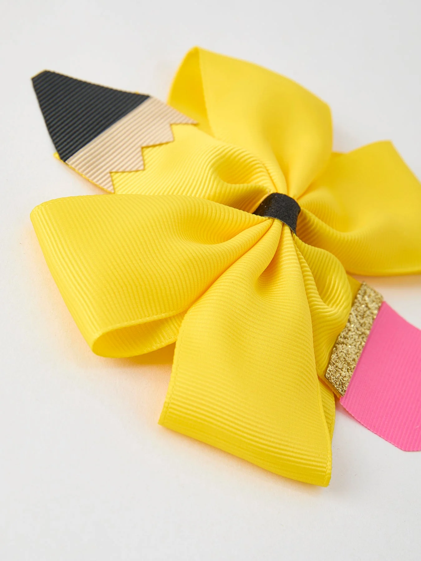 Back To School Pencil Bow 4.3 inch Hair Clip - Image 2