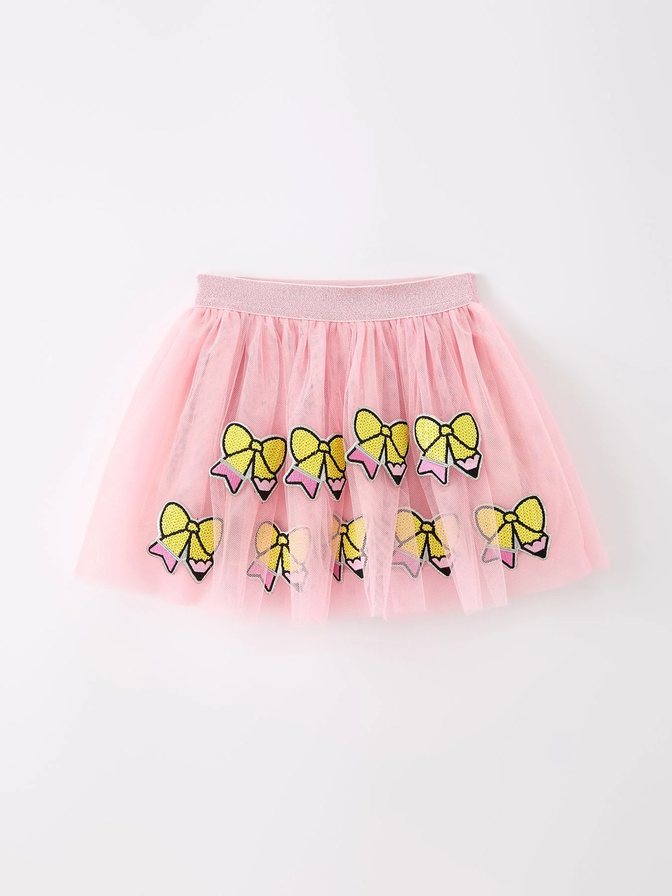 Back To School Pencil Bow Girls Skirt Tulle Applique Skirt