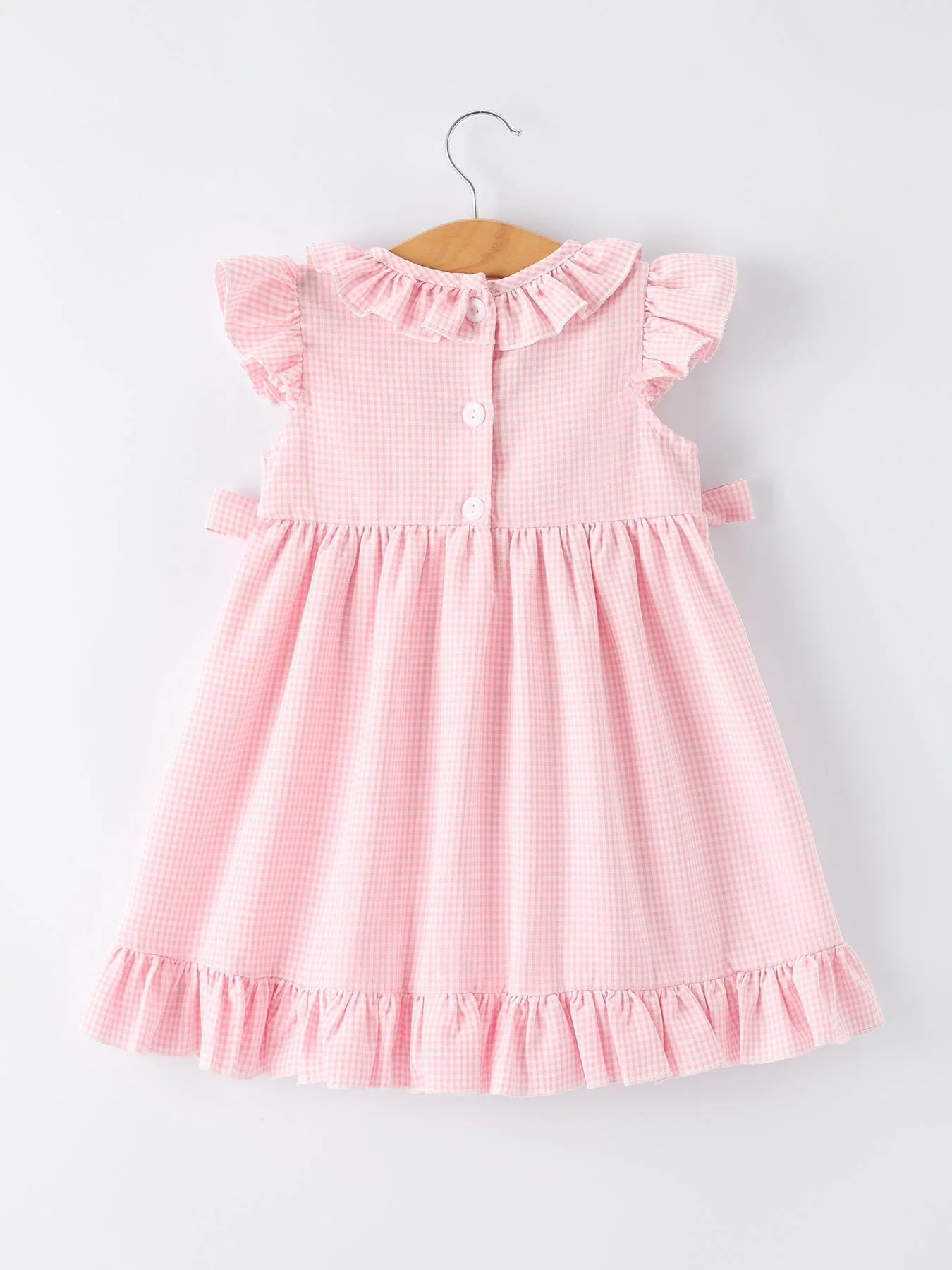 Back to School Pencil Plaid Girls Smocked Ruffle Collar Dress - Image 2