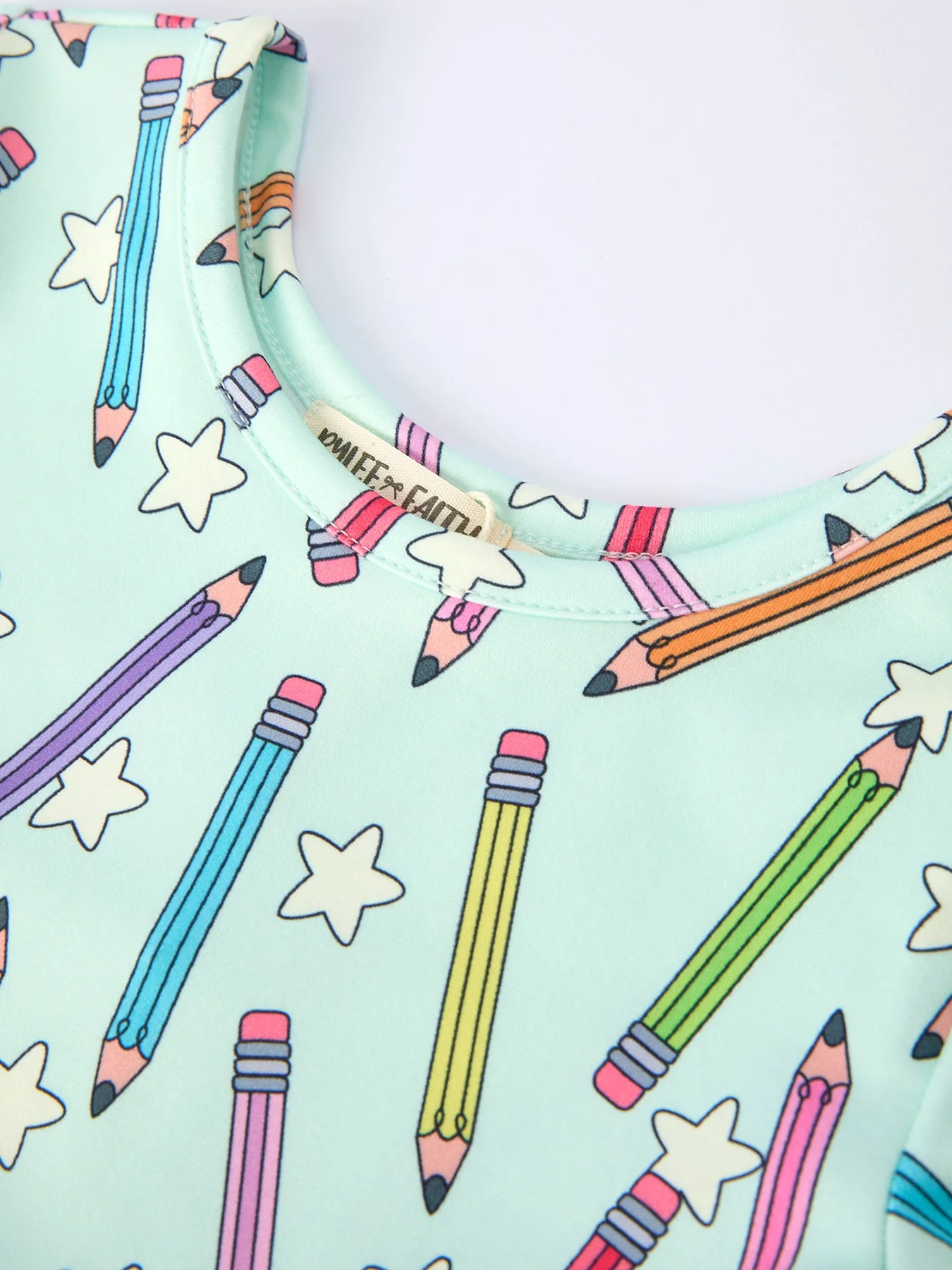 Back to School Pencil Print Girls Dress Short Sleeve - Image 3