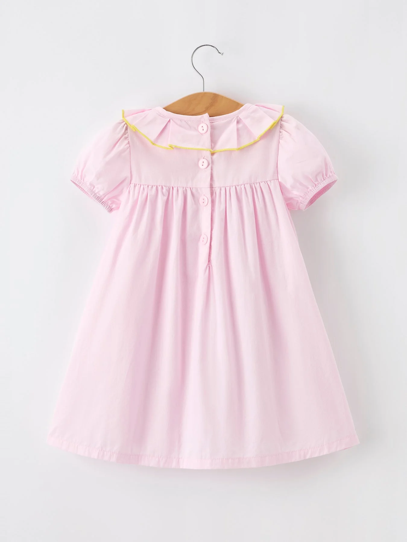 Back to School Pink Pencil Applique Ruffle Collar Girls Dress - Image 2