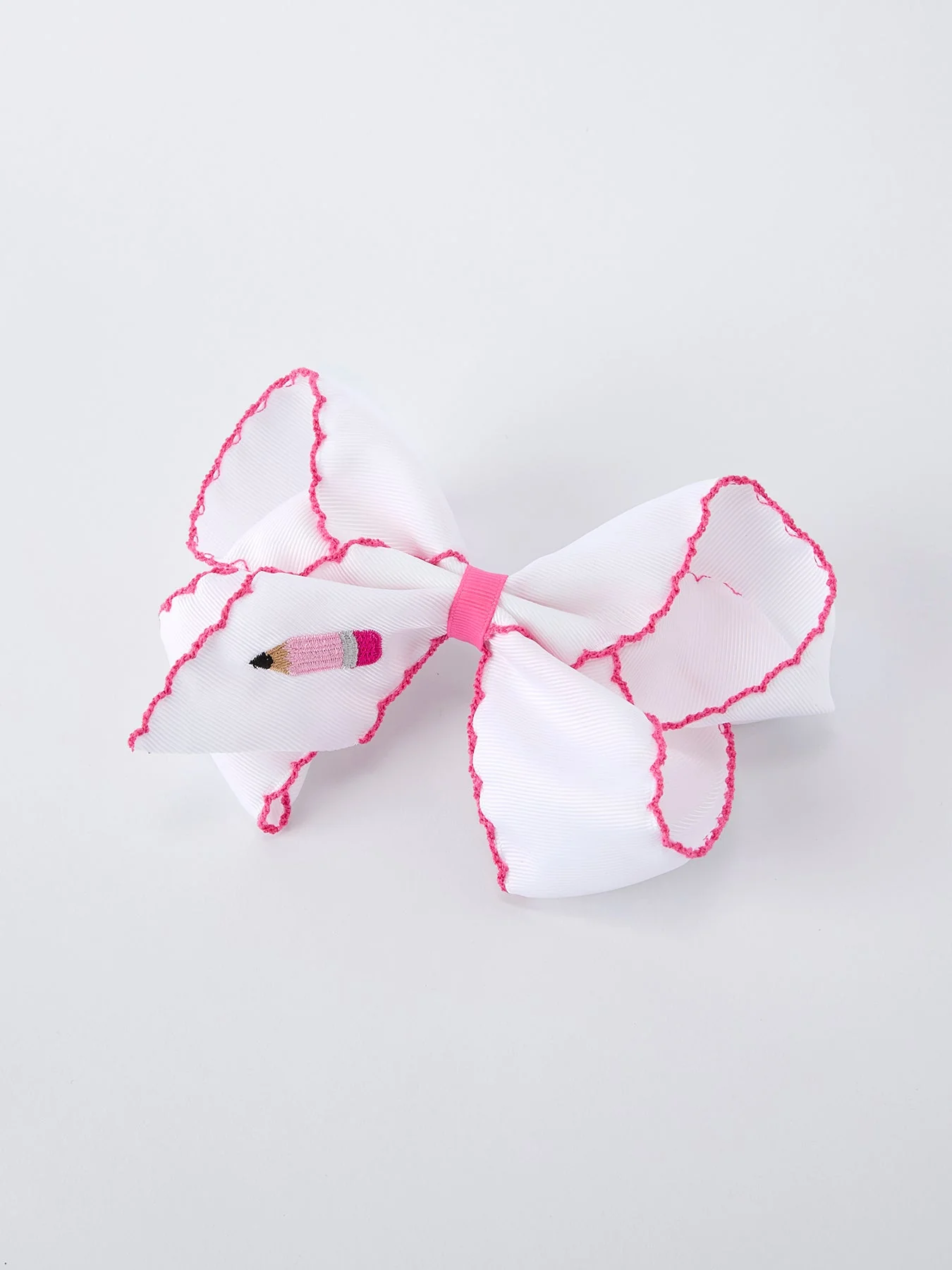 Back to School Pink Pencil Bow Hair Clip 6.25 Inch - Image 2