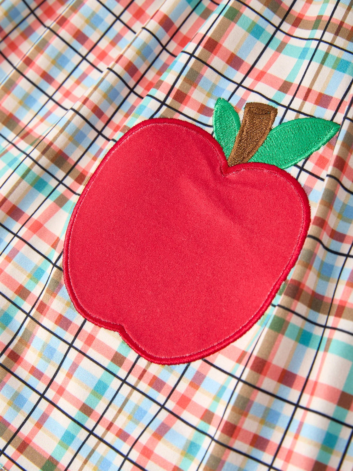 Back to School Plaid Girls Dress Apple Applique Peter Pan Collar - Image 5