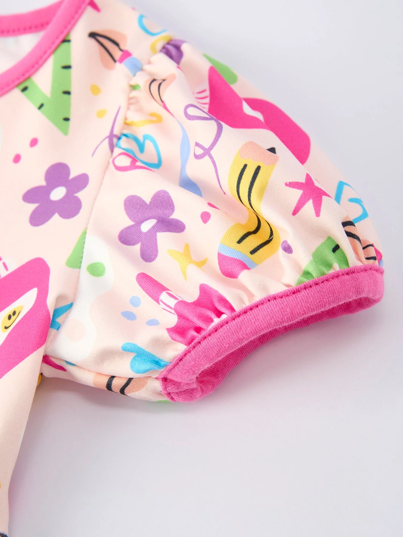 Back to School Print Girls Dress Short Sleeve Pocket - Image 4