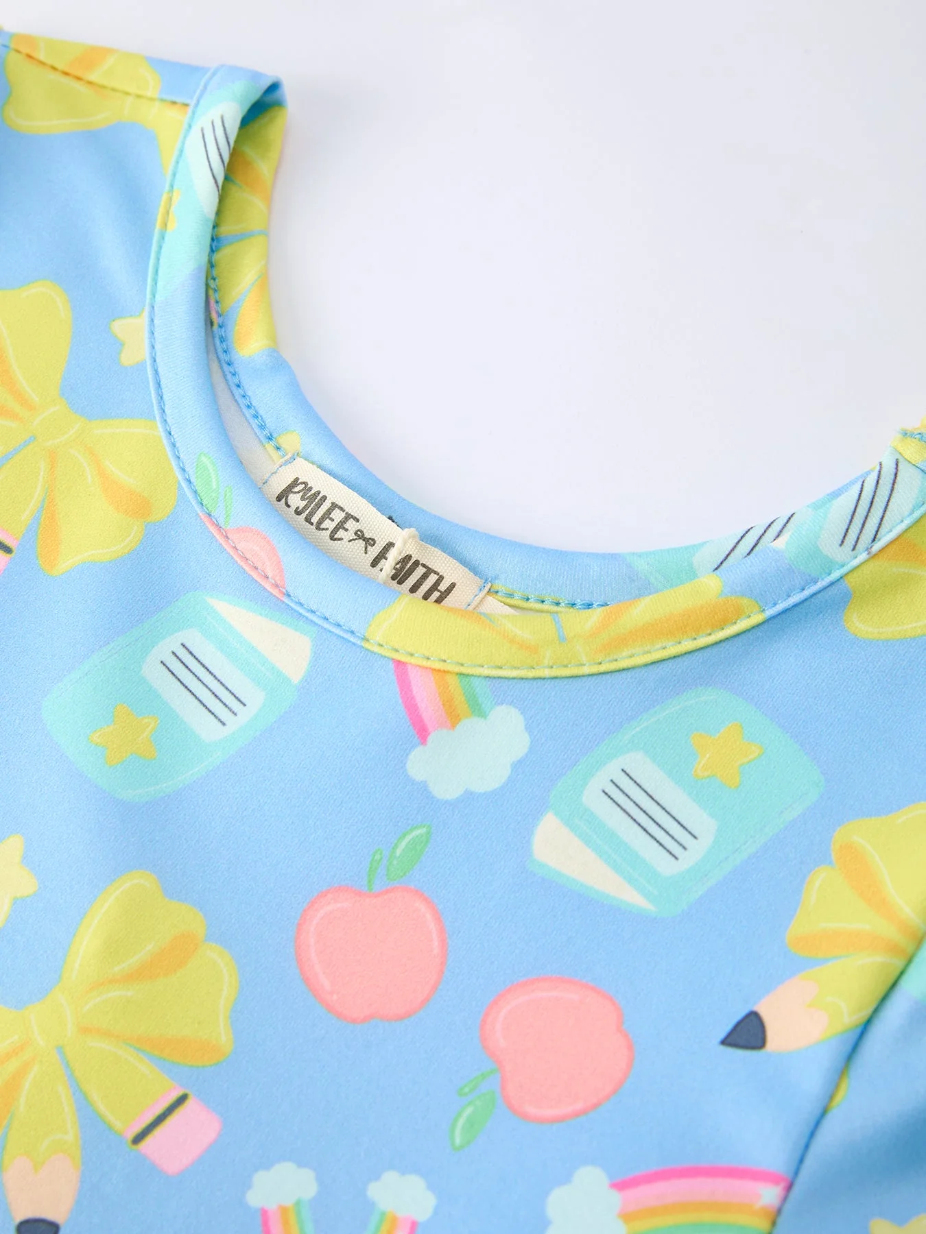 Back to School Rainbow Bow Girls Dress - Image 3