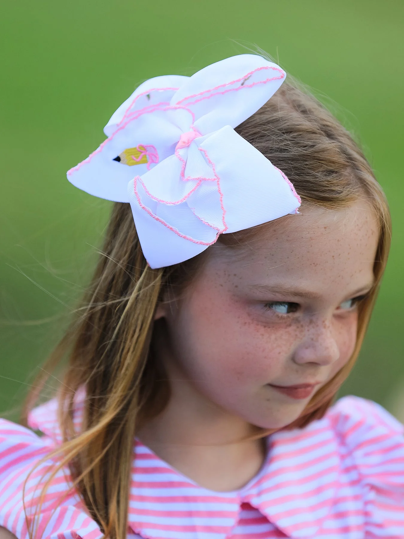 Back to School Yellow Pencil Bow Hair Clip 6.25 Inch - Image 2
