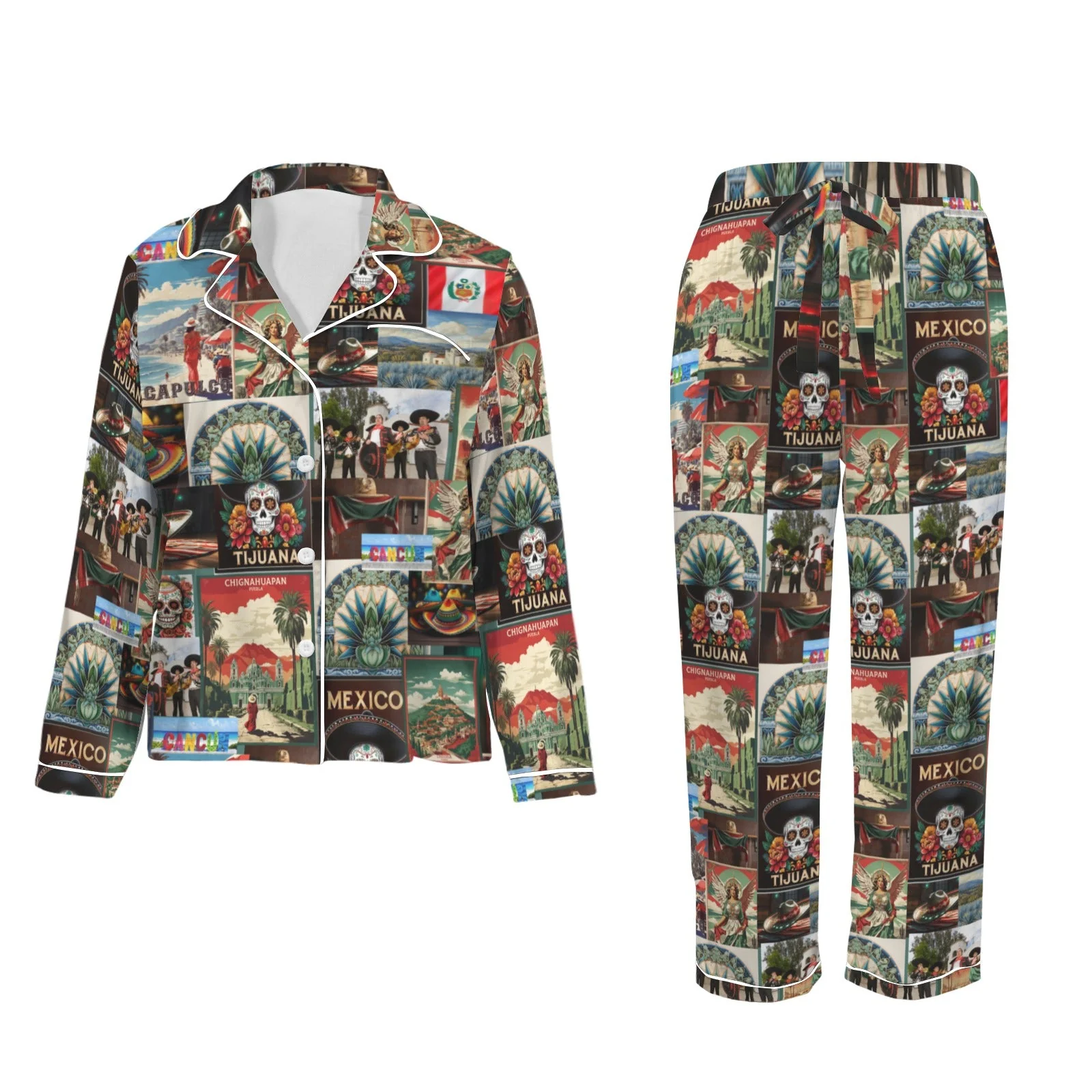 Baha Ranch Colores De Mexico Destination Mexico Satin Pajamas - Image 4