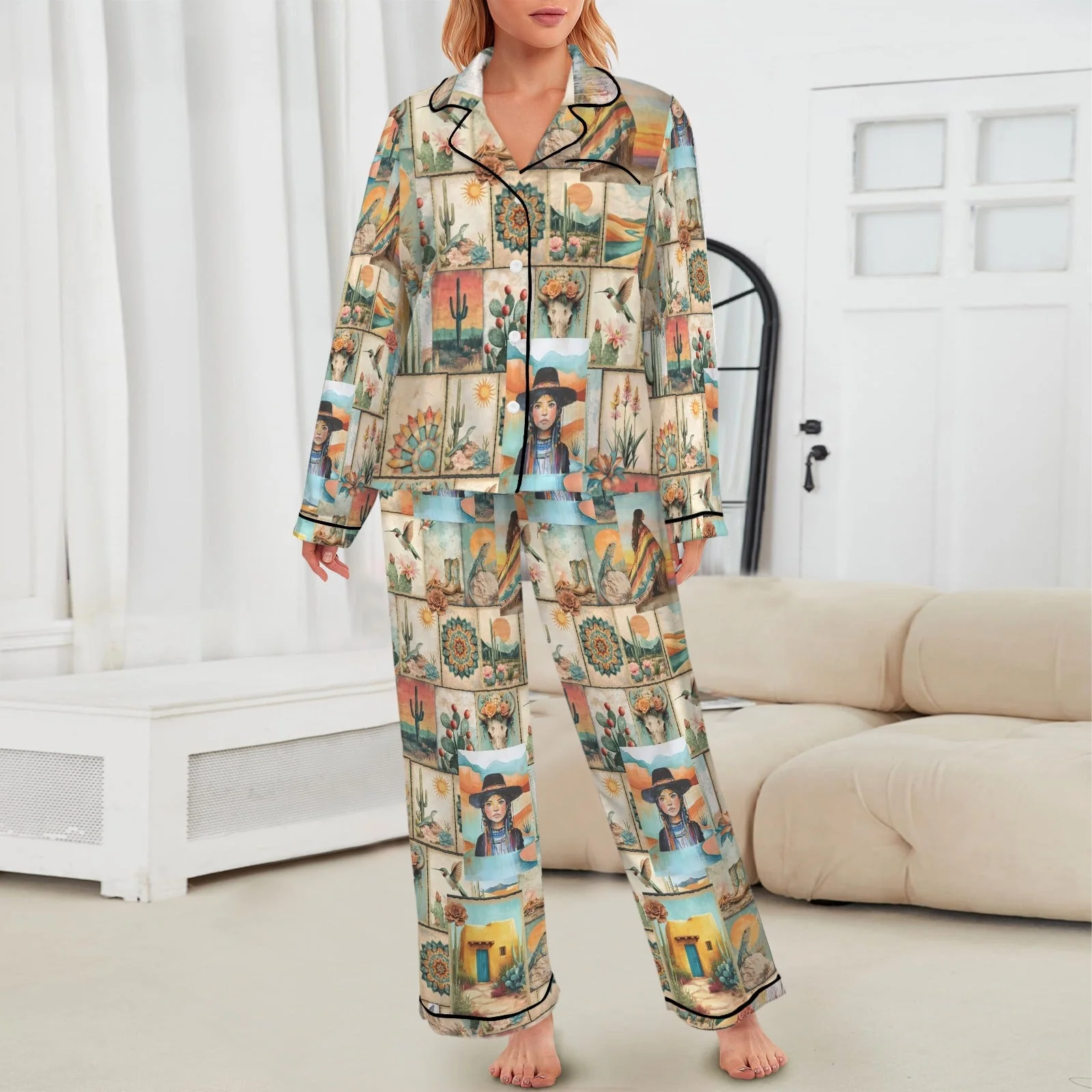 Baha Ranch Colores de Mexico Pictures of the Southwest Satin Pajamas - Image 2