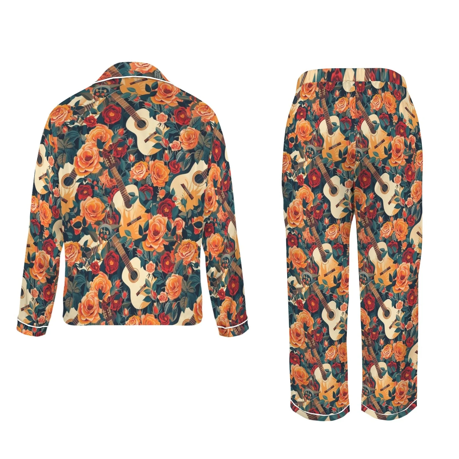 Baha Ranch Colores De Mexico Roses & Guitars Satin Pajamas - Image 5