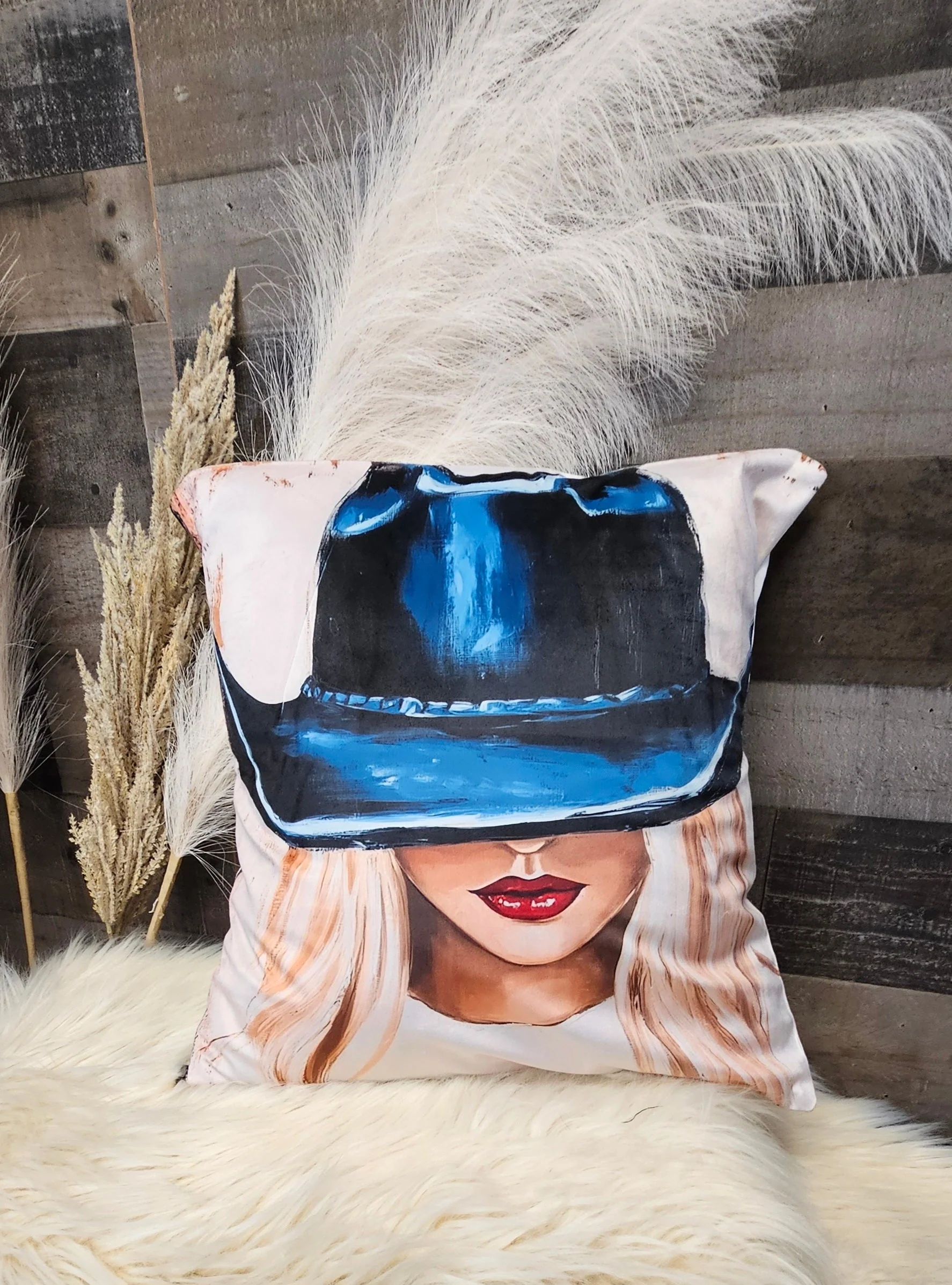 Baha Ranch Cowgirl Blonde Velvety Soft Throw Pillow Case Made in America